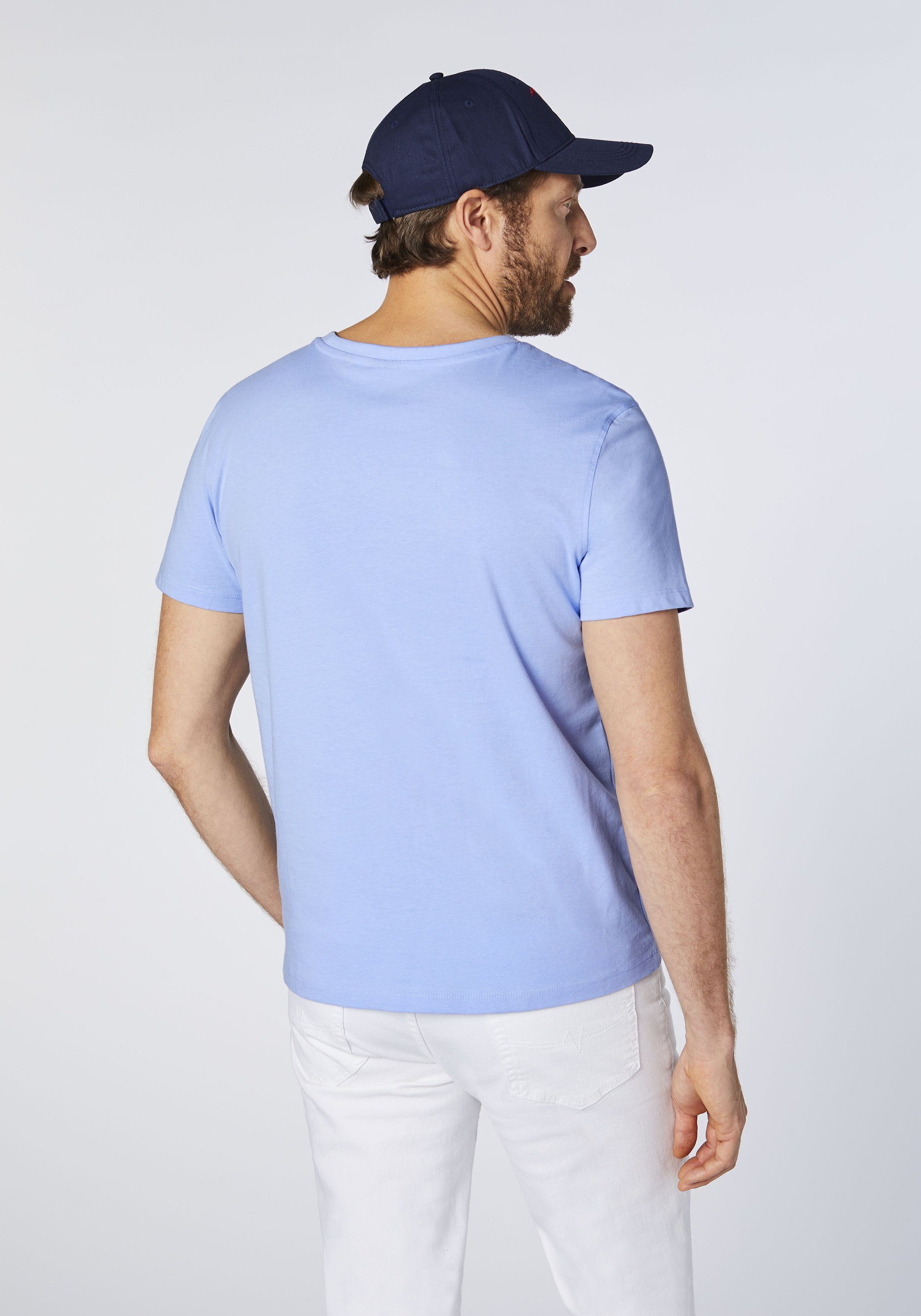 T-Shirt Brunnera Sylt Logo-Symbol gesticktem mit Polo Blue