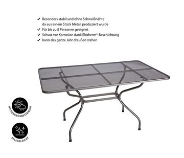 Royal Garden Gartentisch Streckmetall Tisch, 145 x 90 x 74 cm, Wetterbeständiger Tisch aus Streckmetall mit Elotherm®-Beschichtung
