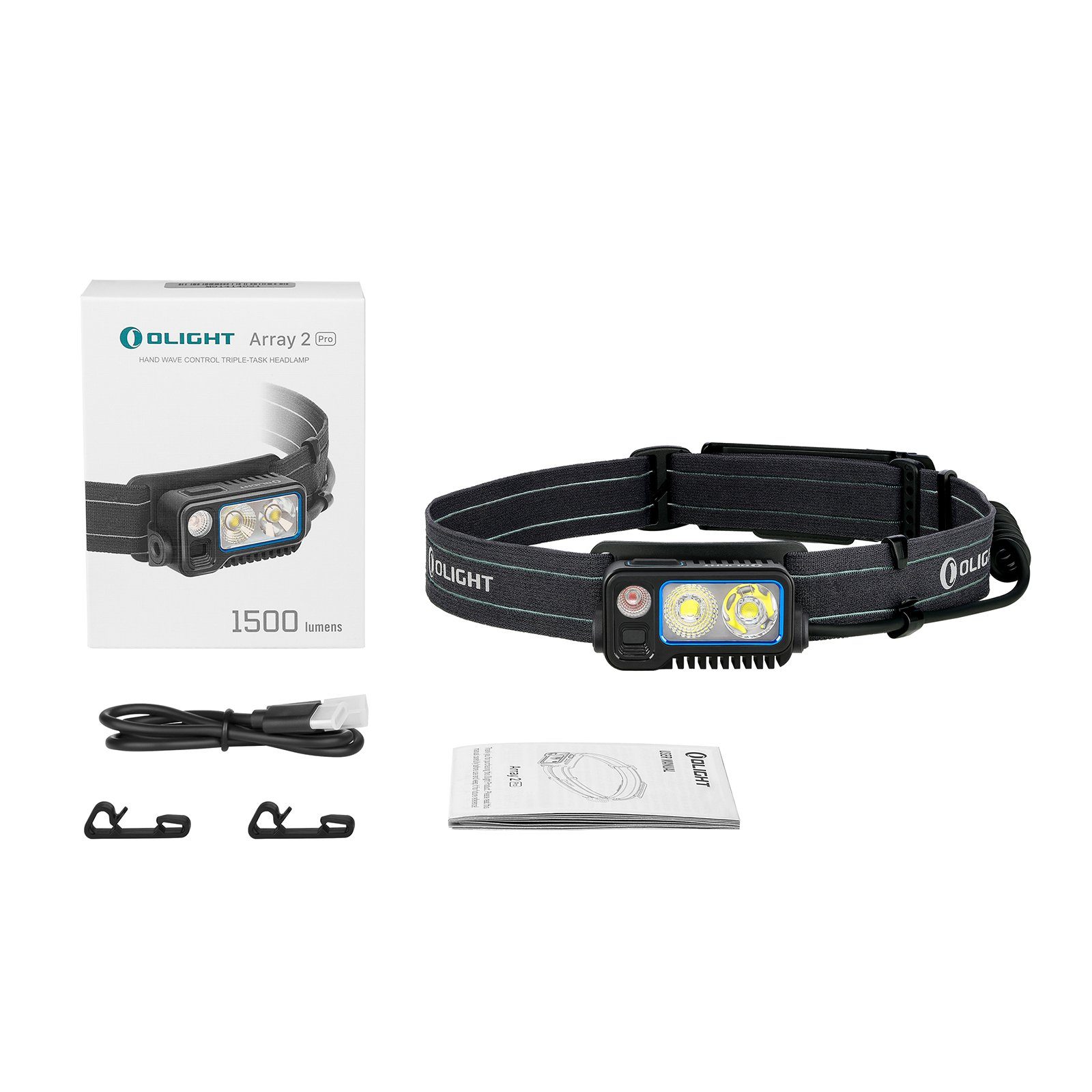 leistungsstarke IPX4, LED 2 schwarz Array OLIGHT Taschenlampe 60° Olight mit mit 2 SOS-Modi Kontrollsystem Stirnlampe Stirnlampe verstellbar Rotlicht Pro