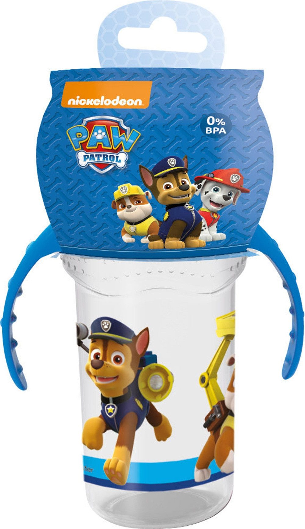 PAW PATROL Trinkflasche Paw Patrol Lernbecher 330 ml blau weiß, Lernbecher, ideal für die Unterstützung von Kleinkindern