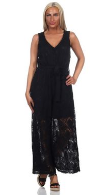 Aurela Damenmode Overall Jumpsuit Damen Sommer Overall aus Spitze leichter Playsuit Einteiler Spitzenoverall aus 65% Baumwolle, max. Körpergröße 1,68m, weites Bein