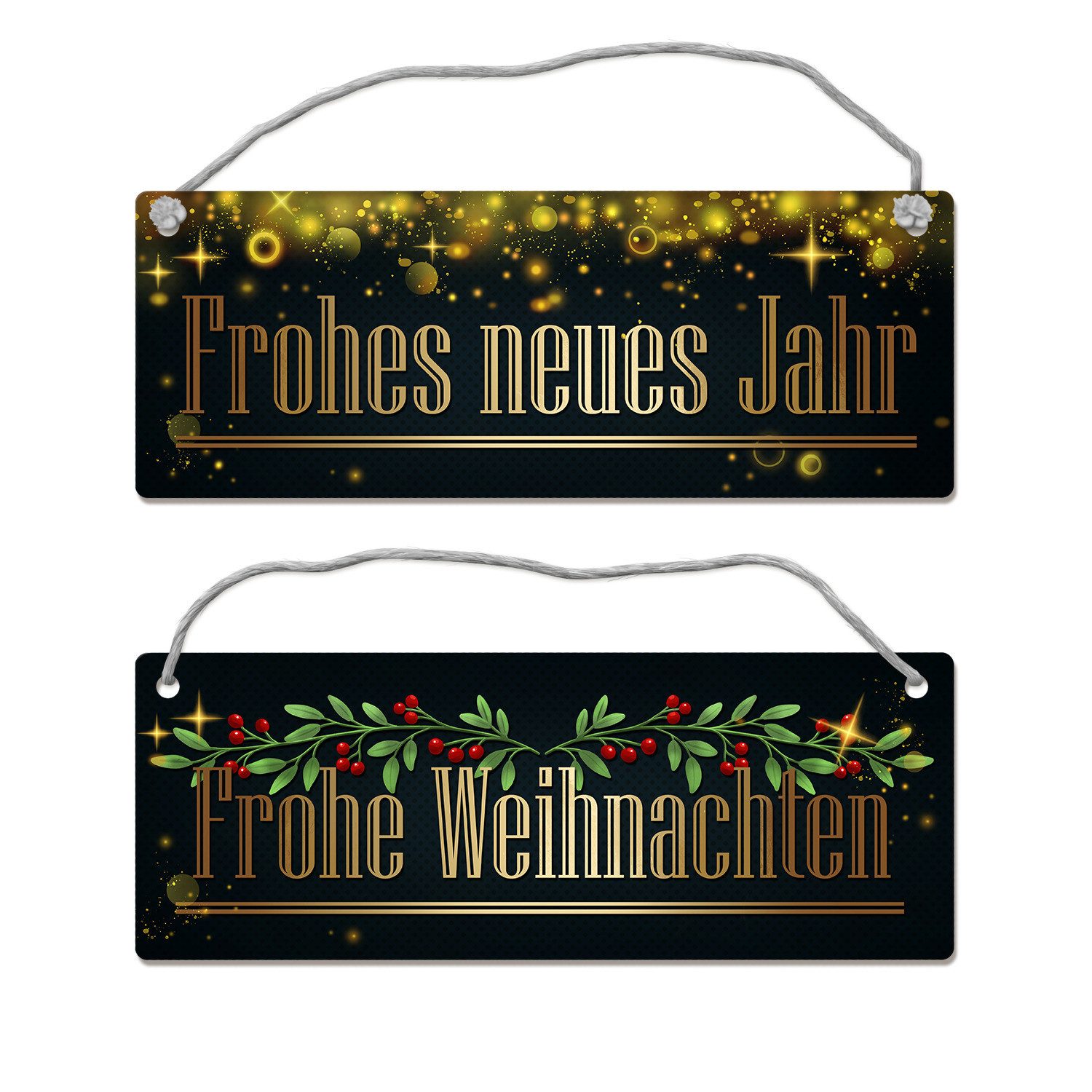 speecheese Metallschild Frohe Weihnachten - Frohes neues Jahr Wendeschild