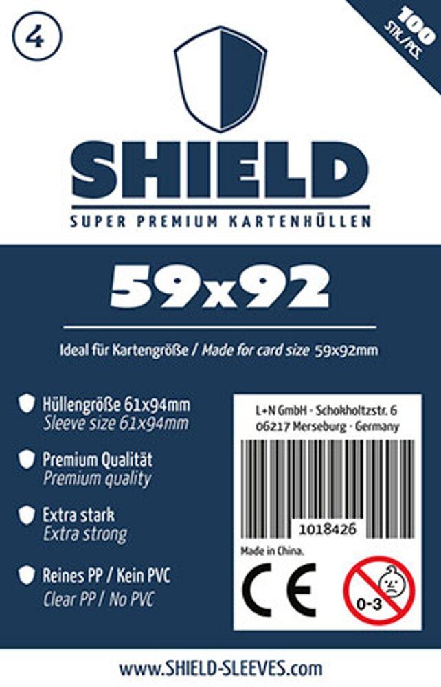 SHIELD Spiel Shield 4 - 100 Super Premium Kartenhüllen für Kartengröße 59 x 92 mm
