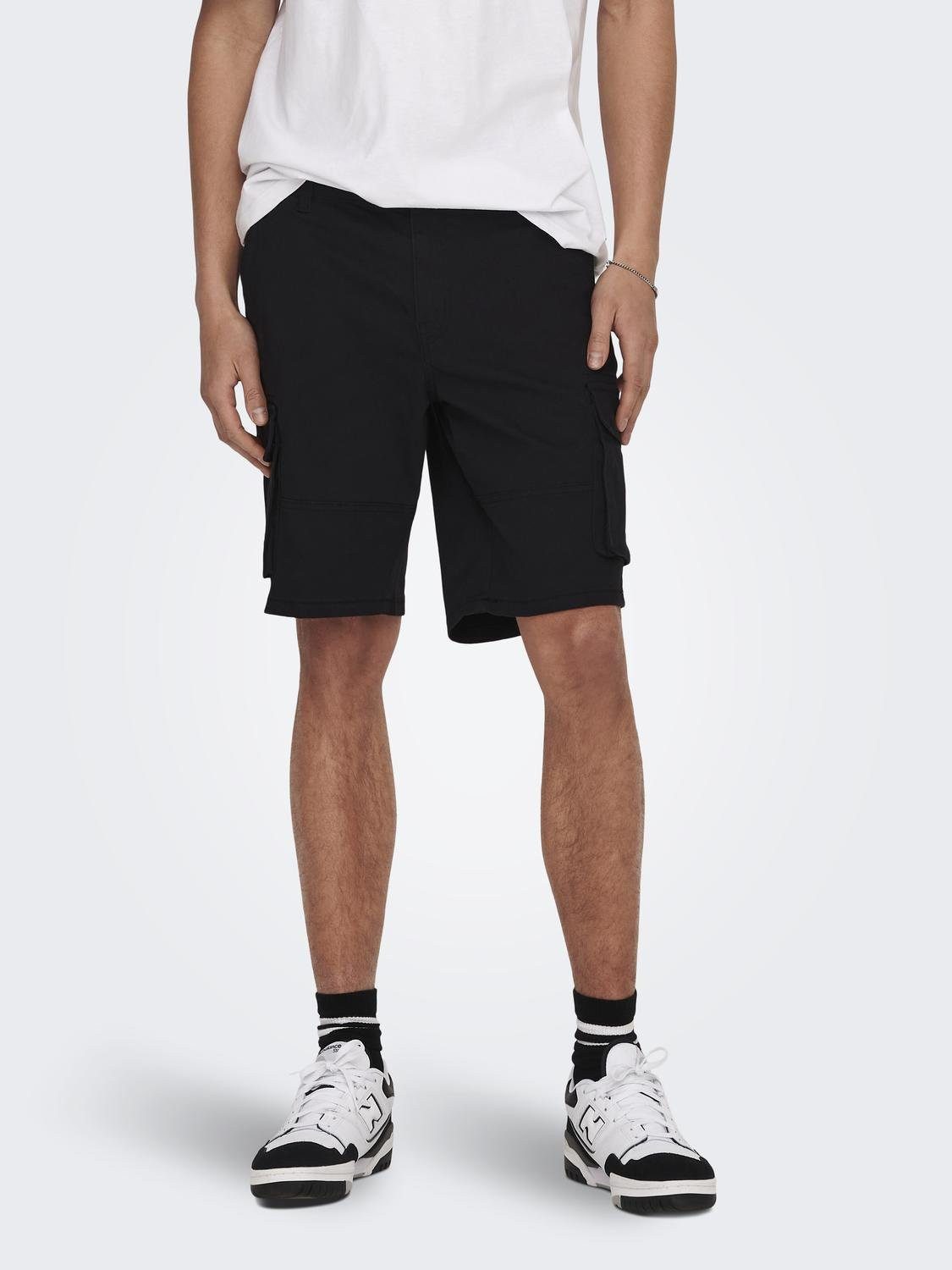 ONLY & SONS Cargoshorts Cargo Shorts Pants Lässige Sommer Hose 7345 in Schwarz