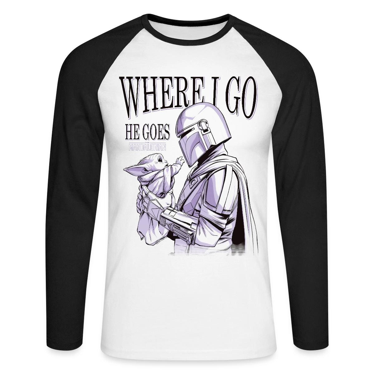 T-Shirt Star Wars: Mandalorian Where I Go Baseball Langarmshirt Herren