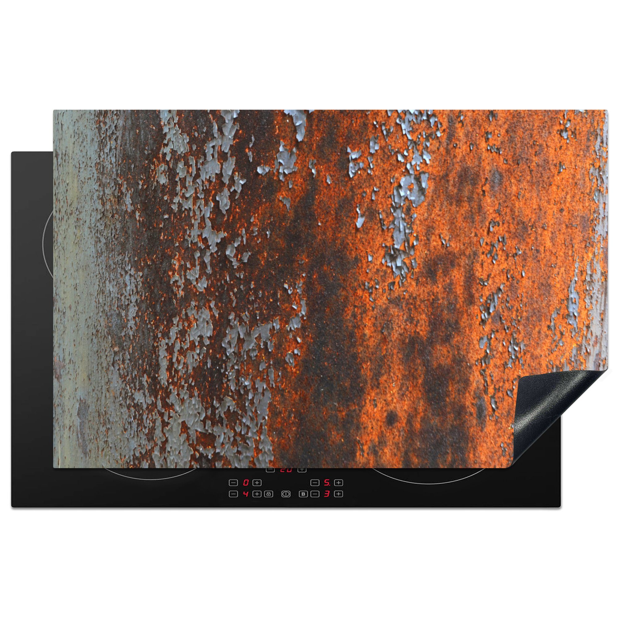 MuchoWow Herdblende-/Abdeckplatte Rost - Wand - Grau, Vinyl, (1 tlg), 81x52 cm, Induktionskochfeld Schutz für die küche, Ceranfeldabdeckung