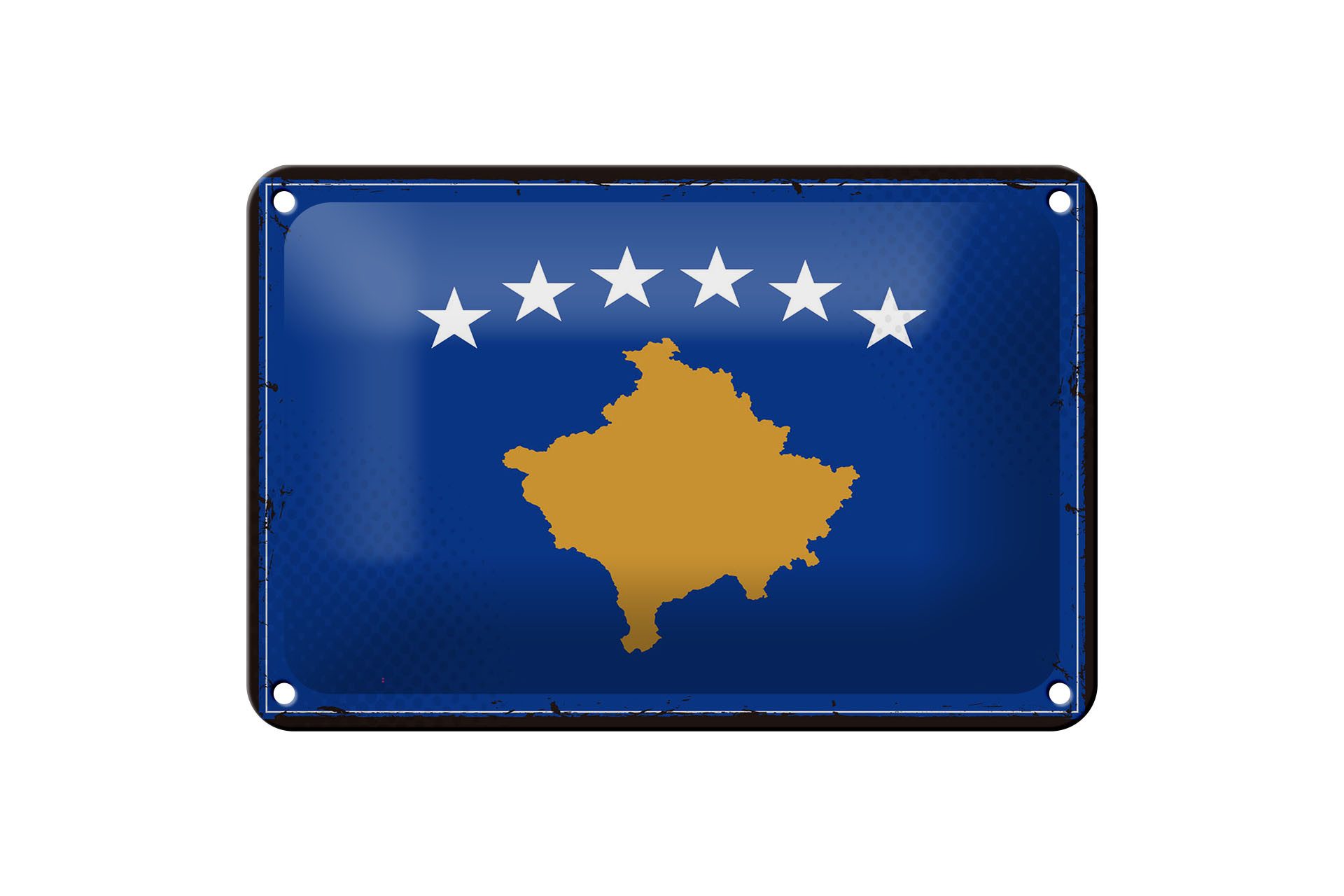 Femer GmbH Metallschild Flagge Kosovo 18x12cm Retro Flag of Kosovo, (1 St), gewölbte Oberfläche, abgerundete Ecken, umgeschlagene Kanten