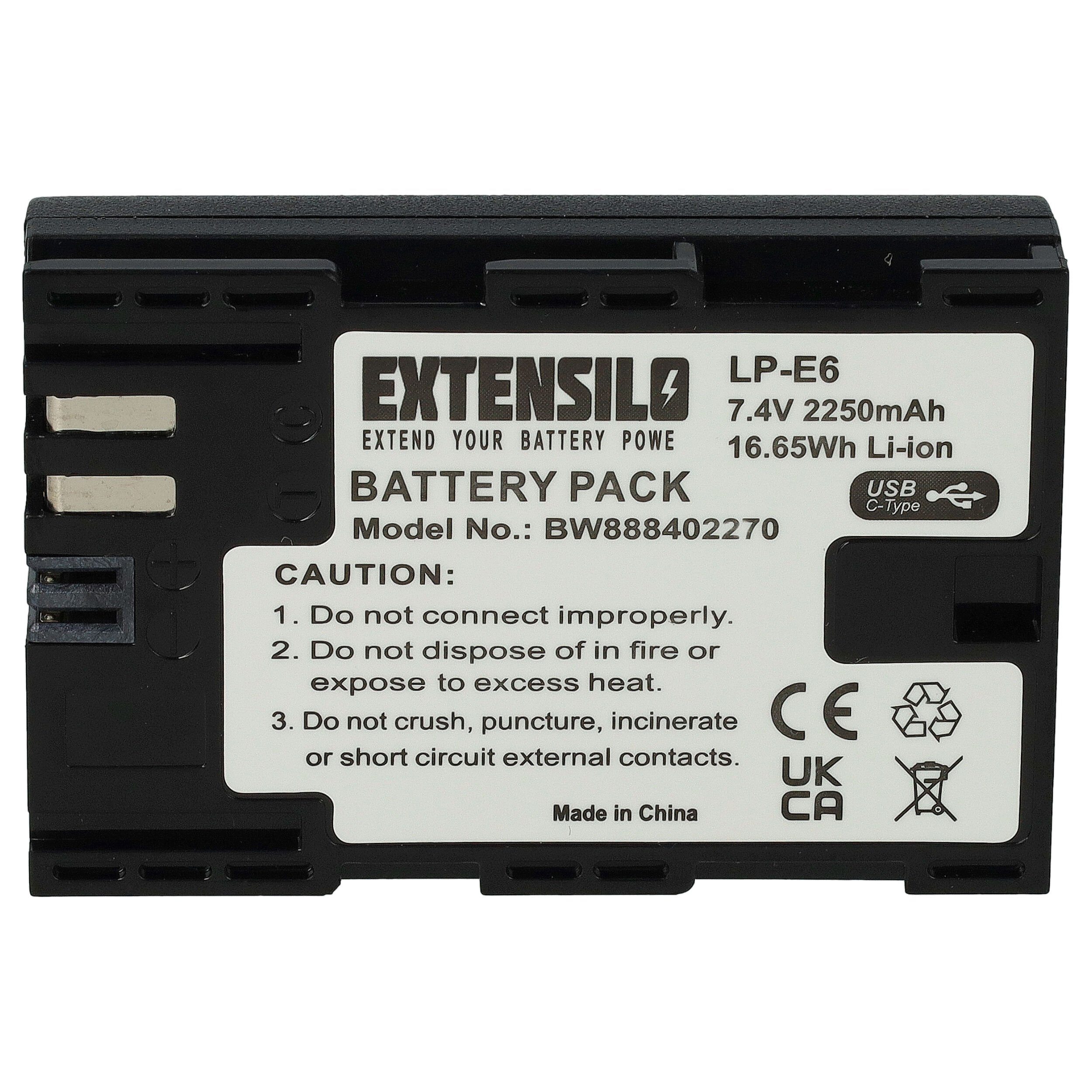 Extensilo kompatibel mit Canon Batteriegriff BG-E13, 2250 BG-E7, (7,4 BG-E14 V) BG-E6, mAh Kamera-Akku BG-9, Li-Ion