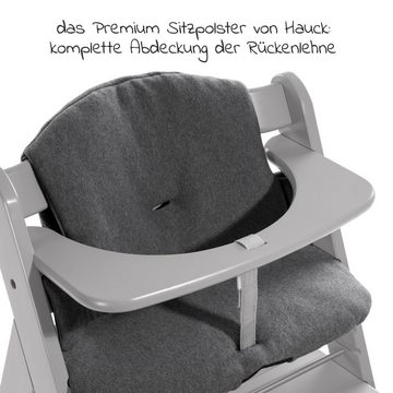 Hauck Hochstuhl Alpha Plus Grau (Set), Holz Kinderhochstuhl Babystuhl mit Essbrett, Sitzkissen - verstellbar