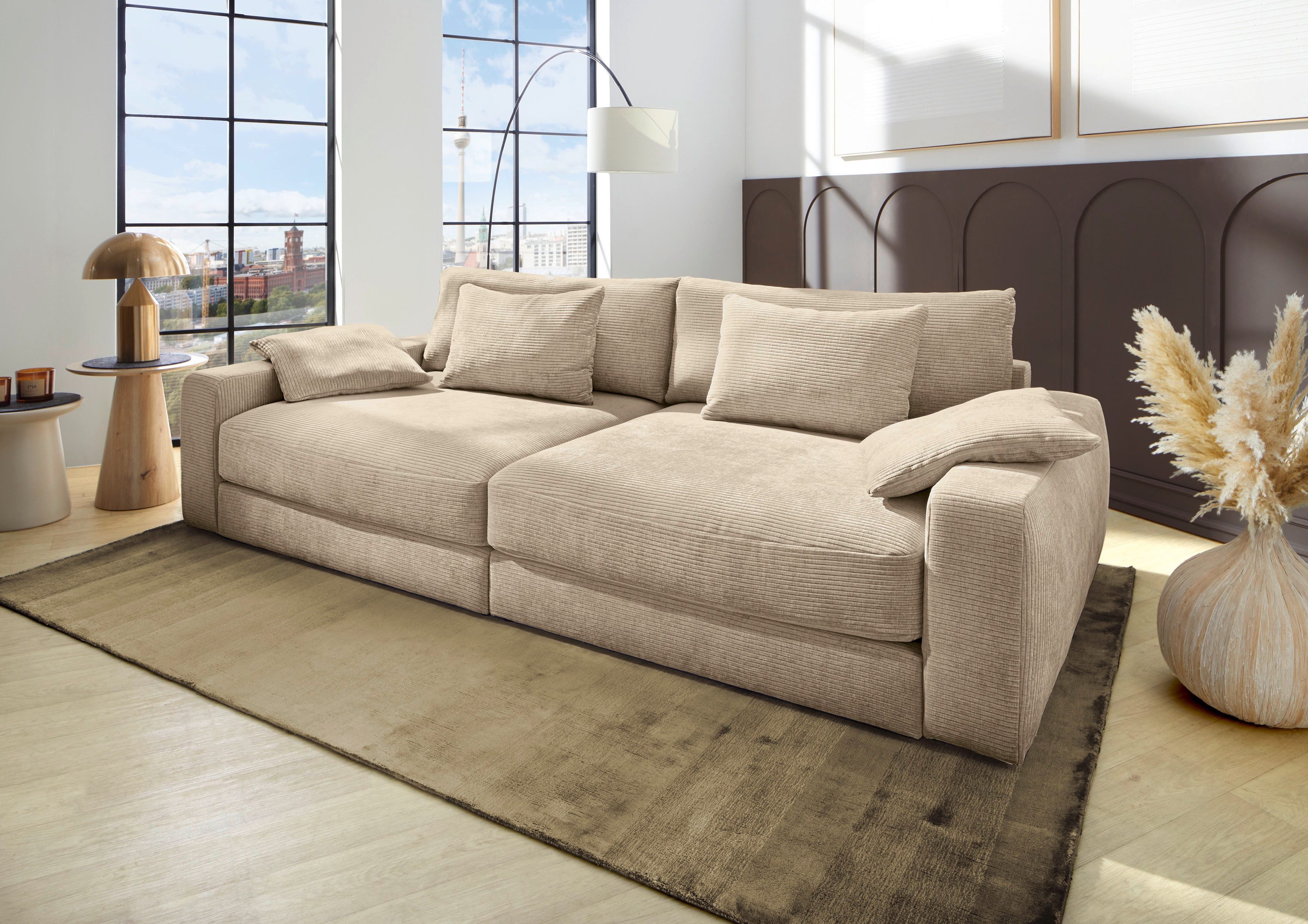 Jockenhöfer Gruppe Big-Sofa Milano XXL, B: 290 cm, mit Zierkissen, Relaxfläche 120x240 cm, Federkern