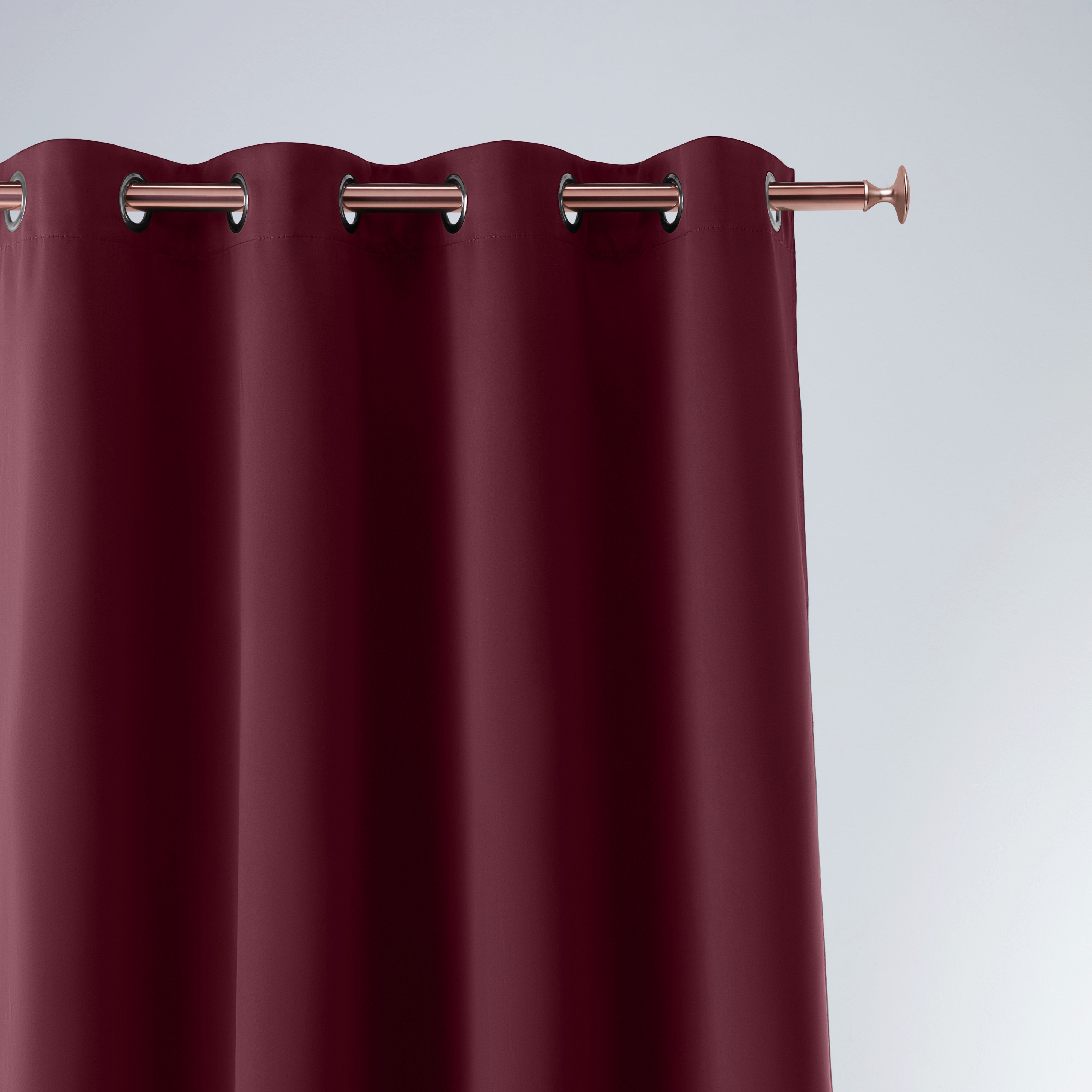 Vorhang Vorhang AURA Ösen Bordeaux 140x250cm (2 Stück), ROOM99, Ösen, Elegant, Silber Ösen