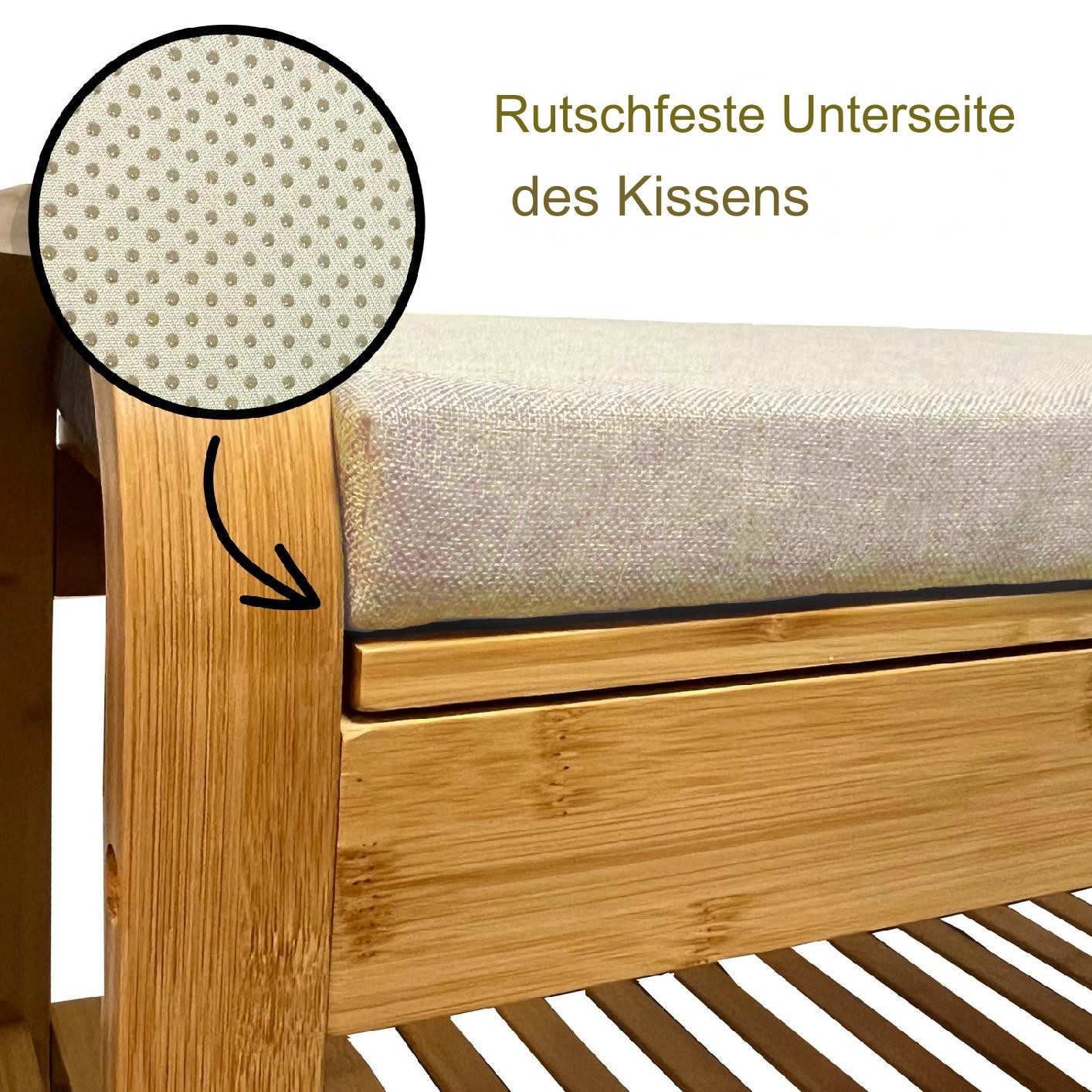 AD.CON Schuhbank Schuhregal aus Bambus mit Sitzbank Schuhbank mit Sitzkissen AD.CON (Packung, Sitzkissen), 2er Bank