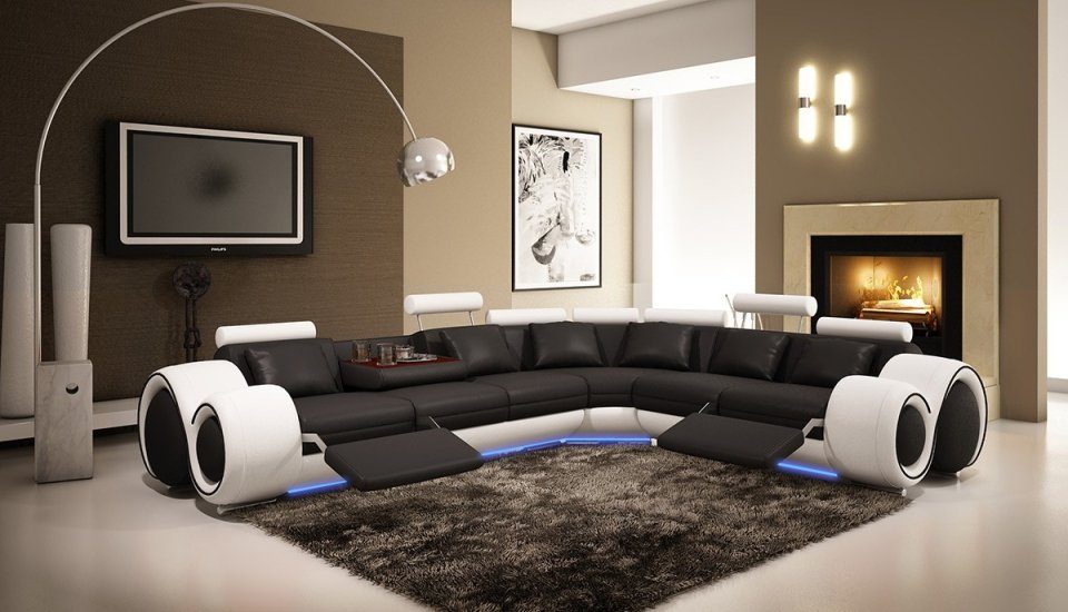 Ecksofa Ecksofa, Design Ledersofa Wohnlandschaft Couch Sofa JVmoebel Eck Modern