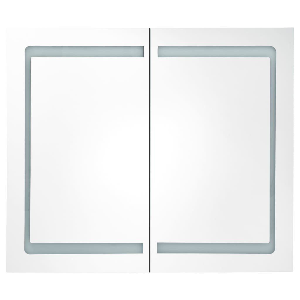 fürs Glänzend Hochglanz-Weiß Weiß LED-Spiegelschrank 80x12x68 vidaXL Bad Badezimmerspiegelschrank (1-St) cm