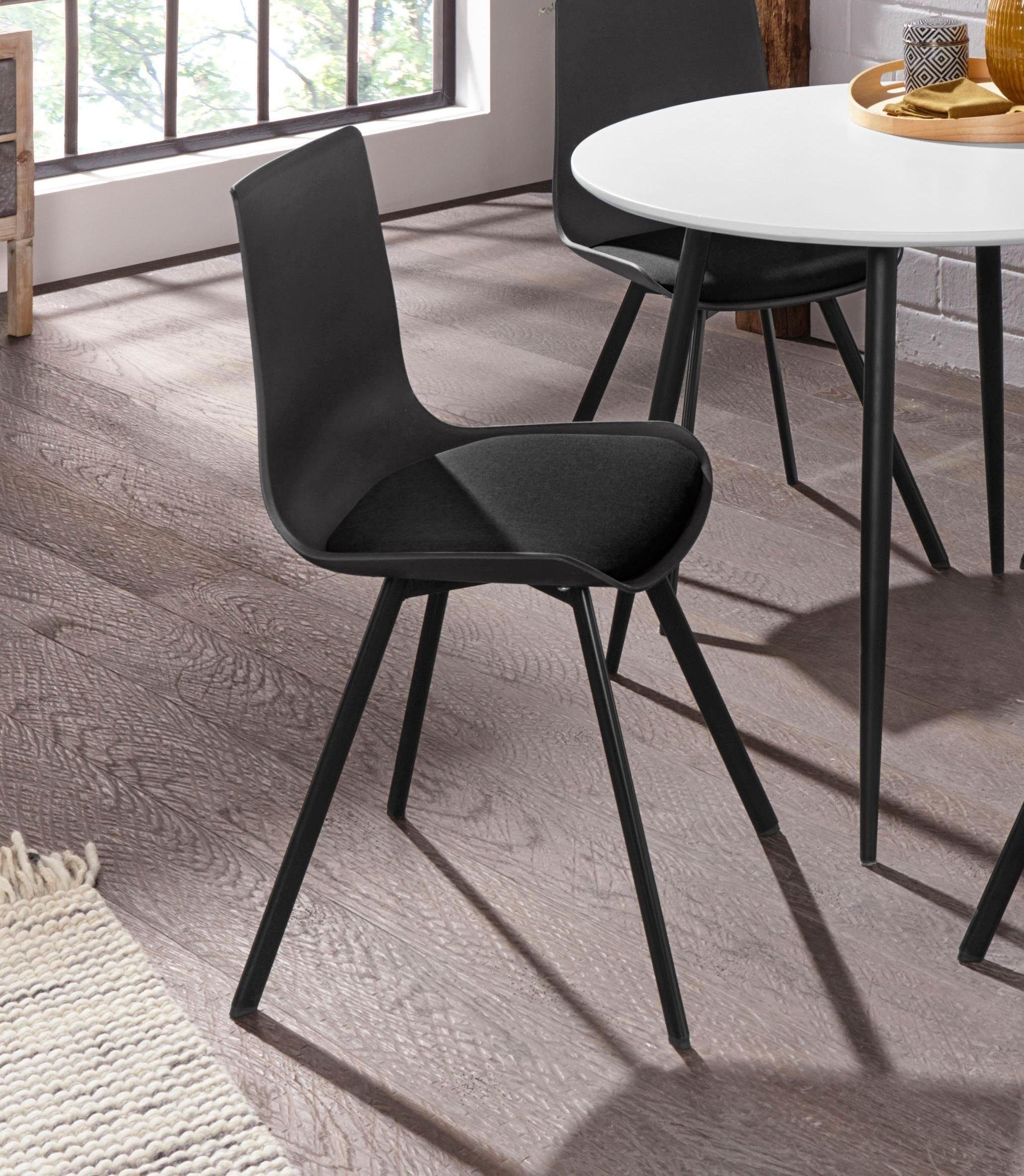 loft24 Esszimmerstuhl Lala (Set, 2 St), Schalenstuhl, mit Sitzkissen, modernes Design, Sitzhöhe 48 cm