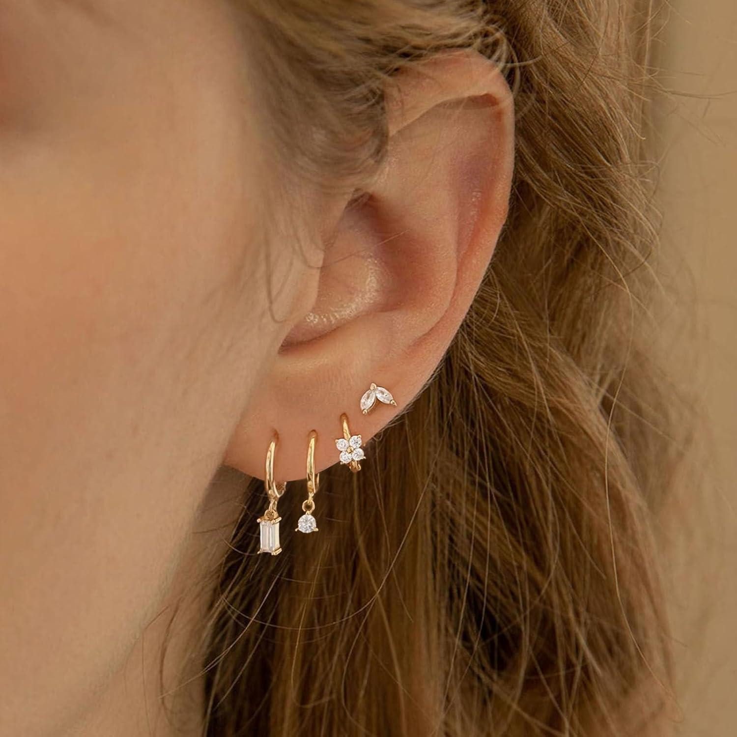 LuxusKollektion Schmuckset Ohrringe Silber 925 Gold Set Zirkonia Ohrstecker günstig online kaufen