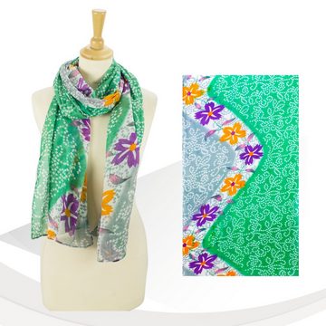 Sunsa Modeschal Damen Schal Tuch. Baumwolle Halstuch. Tuch mit Blumen Aufdruck & modern Blumig Design. Scarf als Geschenkideen für Frauen. Blumen Design