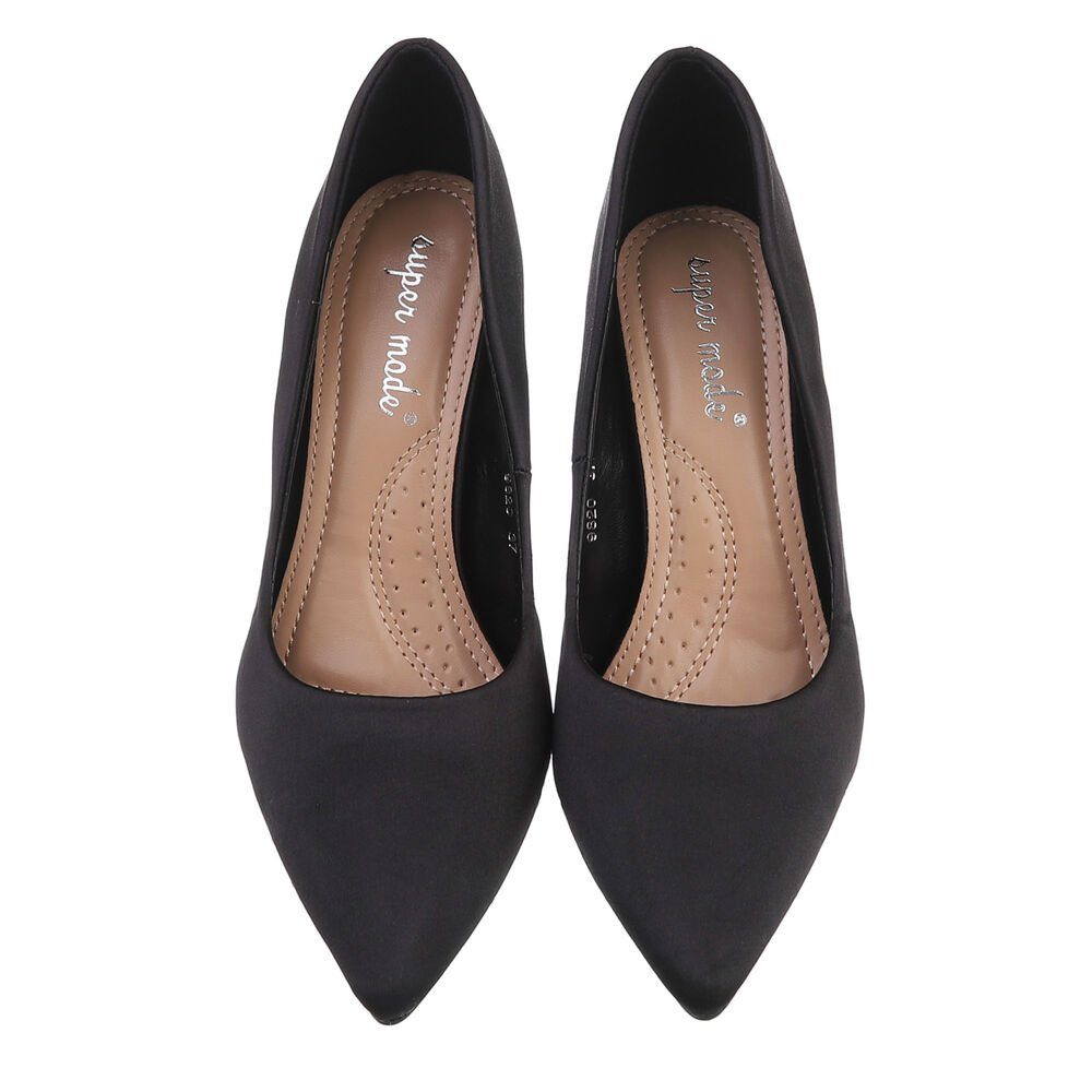 Ital-Design Damen Abendschuhe Elegant High-Heel-Pumps Blockabsatz High Heel Pumps in Schwarz