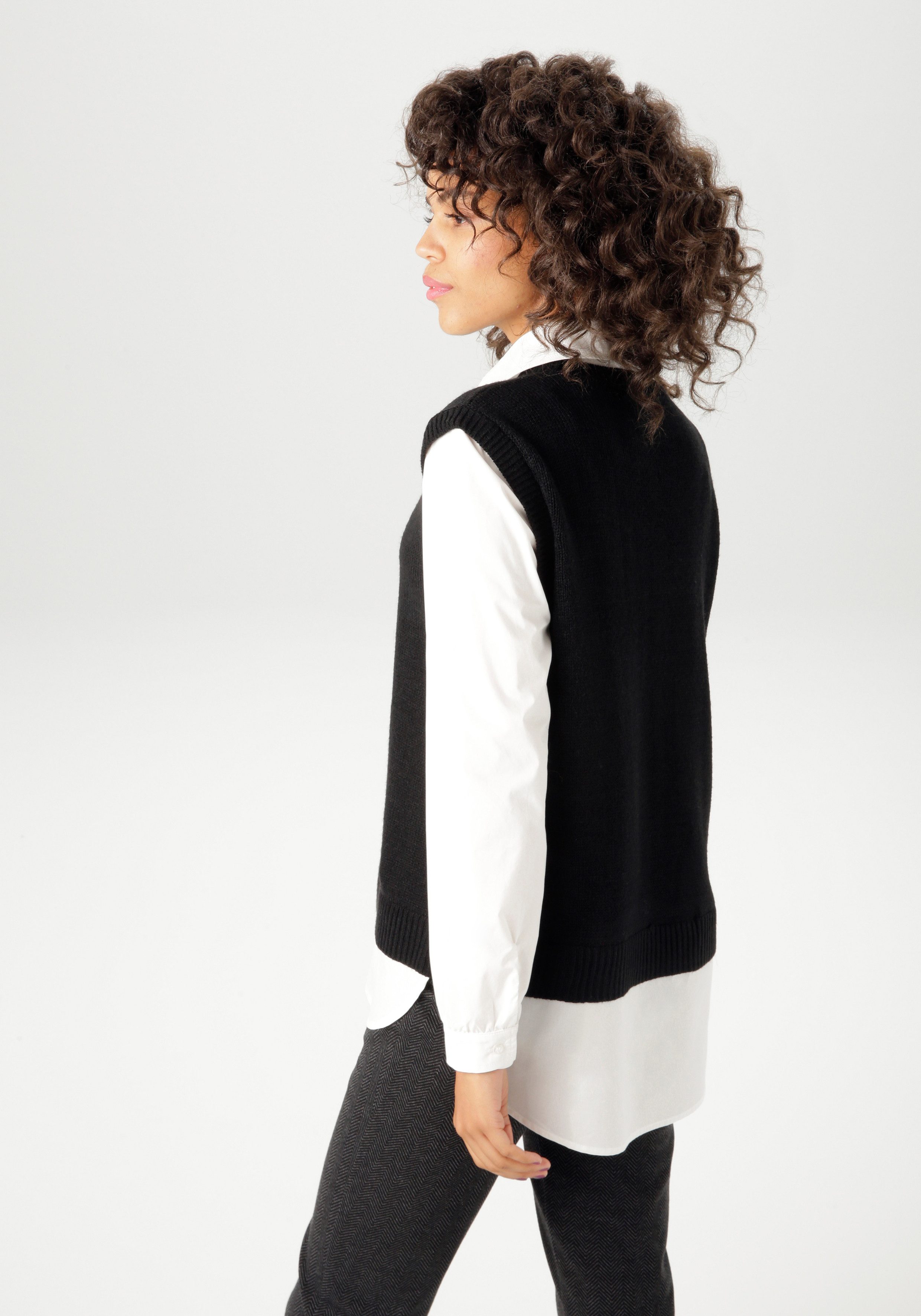 Aniston CASUAL Strickpullover mit Bluseneinsatz - günstig online kaufen