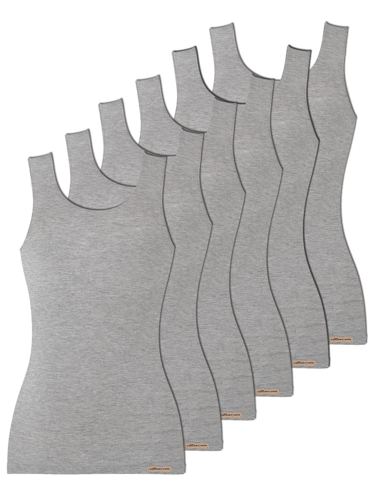 COMAZO Achselhemd 6er Pack Baumwoll Damen Achselunterhemd (Packung, 6-St) Vegan grau-melange