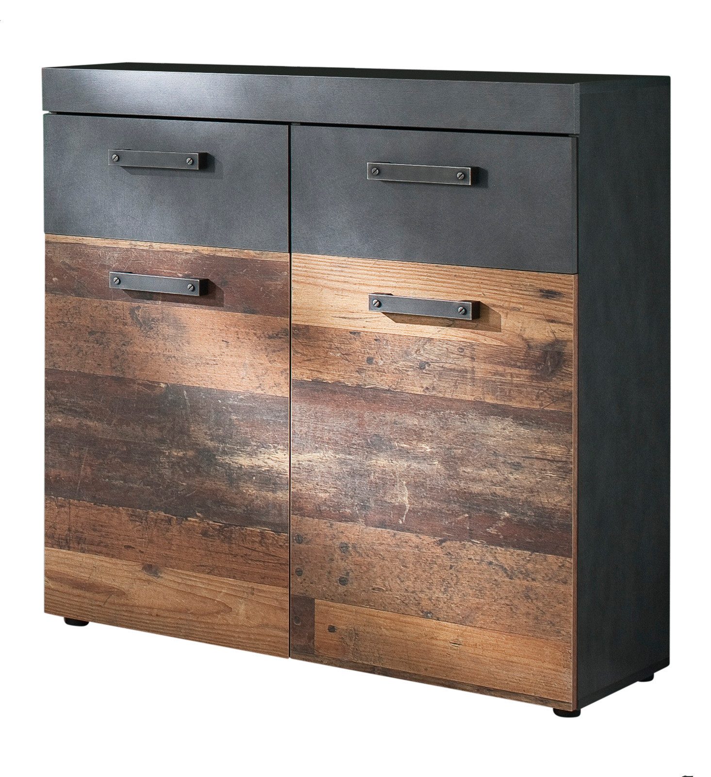 Inn.Furn Schuhschrank Indy (Kommode in Used Wood mit grau, 90 x 89 cm) in Altholz Optik