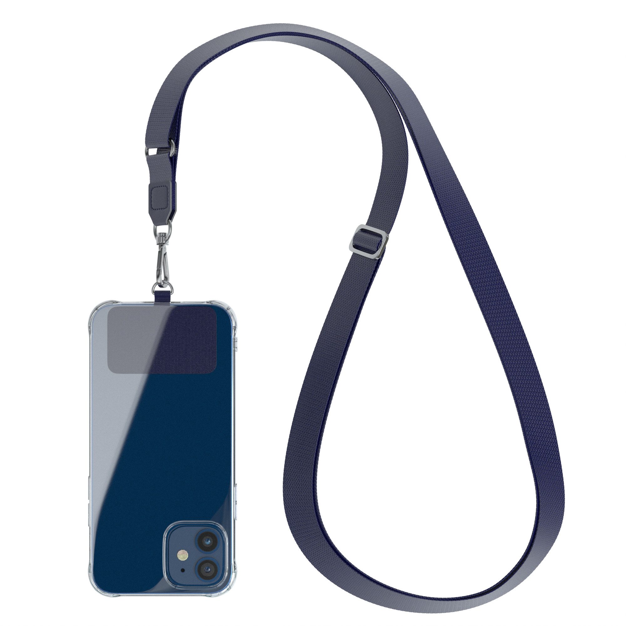 EAZY CASE Handykette Universal Handykette mit Breitband, Universal Handykette Chain Kordel wechselbar mit Karabiner Navy Blau