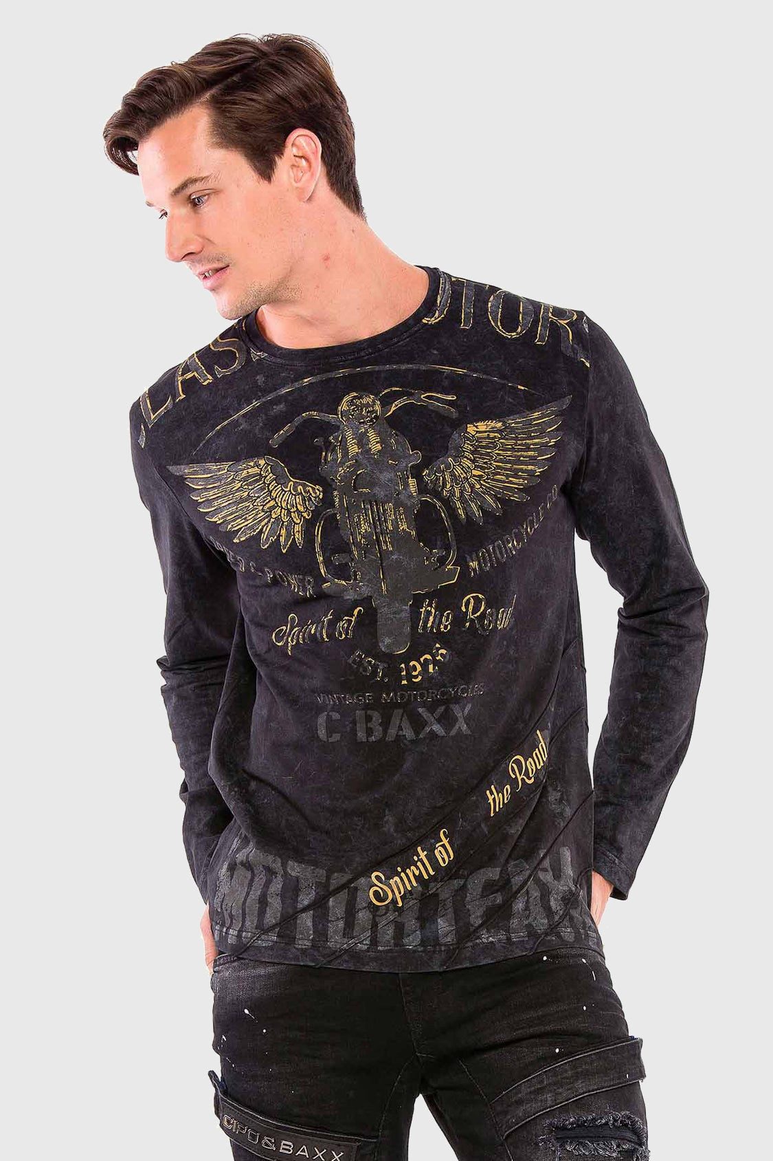 Cipo & Baxx T-Shirt Langarmshirt mit modischem Print günstig online kaufen