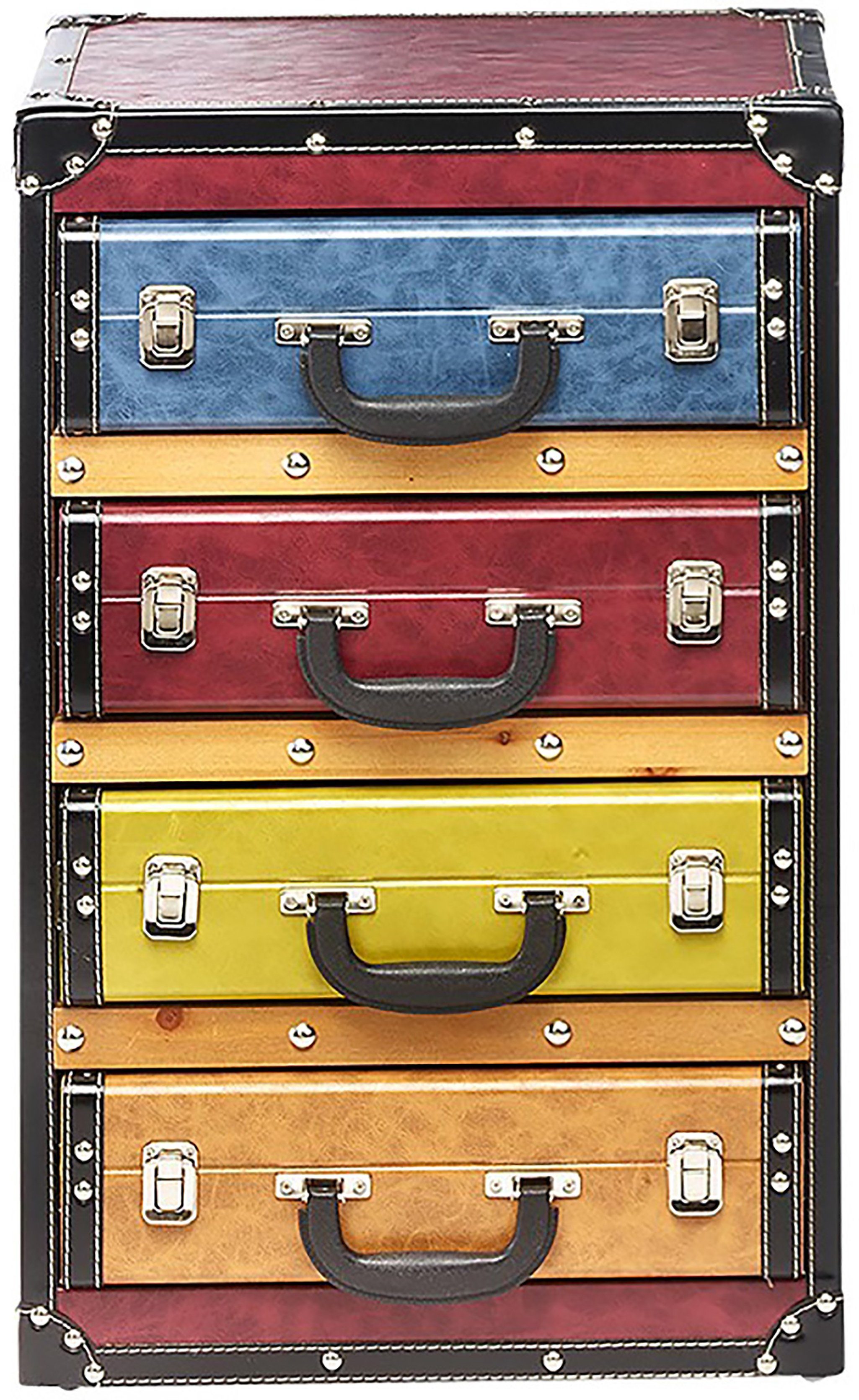 Kobolo Regal Kommode Schubladenturm Kofferoptik -bunt- 4 Fächer günstig online kaufen