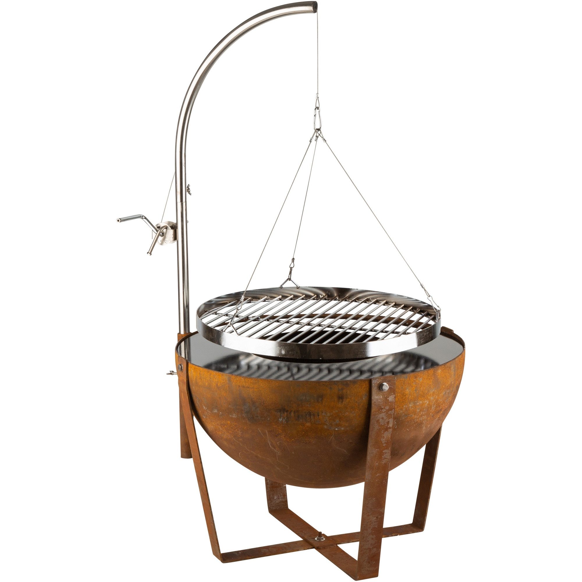 blumfeldt Feuerschale Fire Globe Feuerschale mit Grill Ø60 cm Stahl 2,8 mm höhenverstellbar, (Set, no), Feuerstelle Grill mit höhenverstellbarem Rost & 3-Bein-Stand