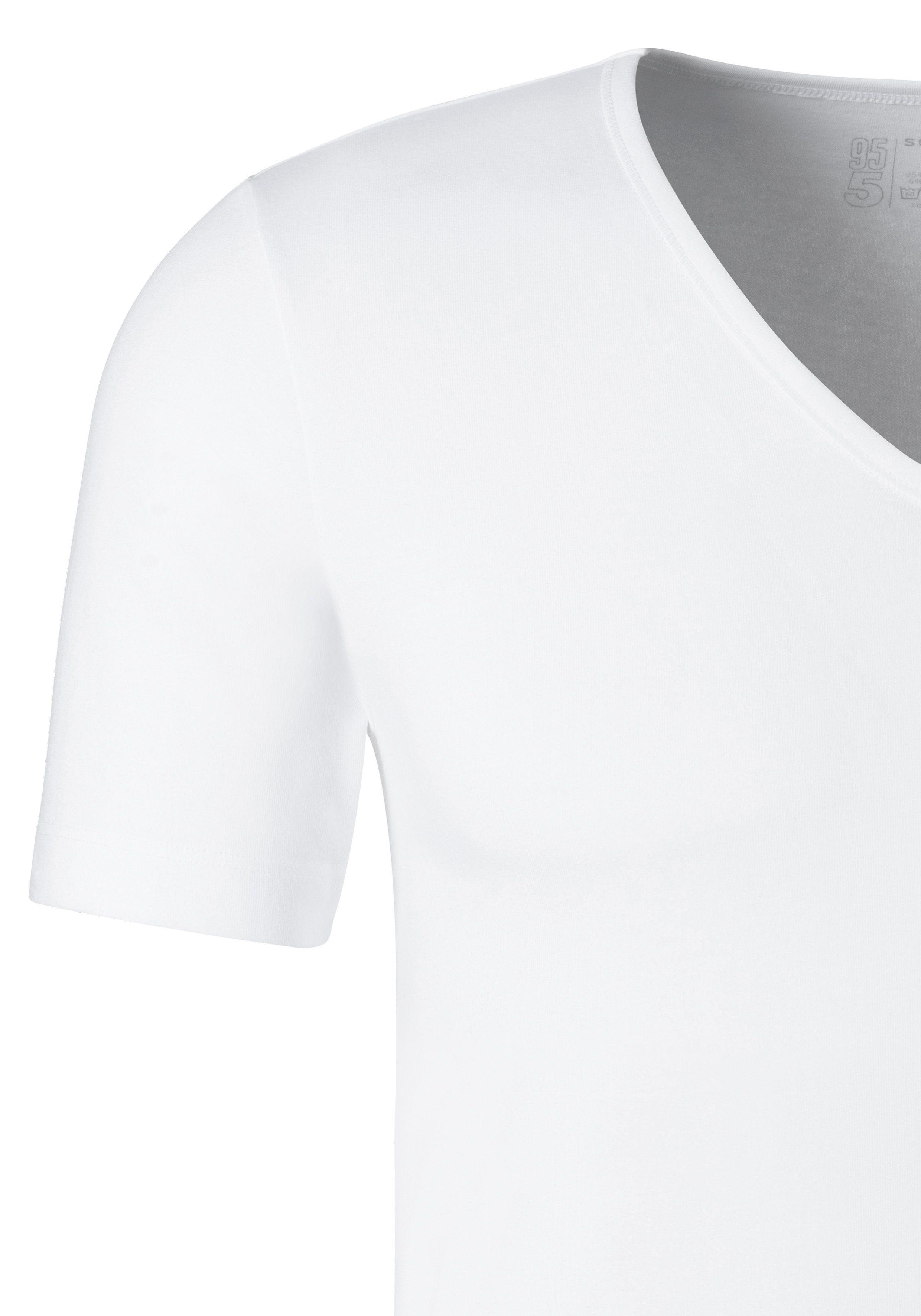 mit (2er-Pack) Schiesser V-Shirt V-Ausschnitt weiß