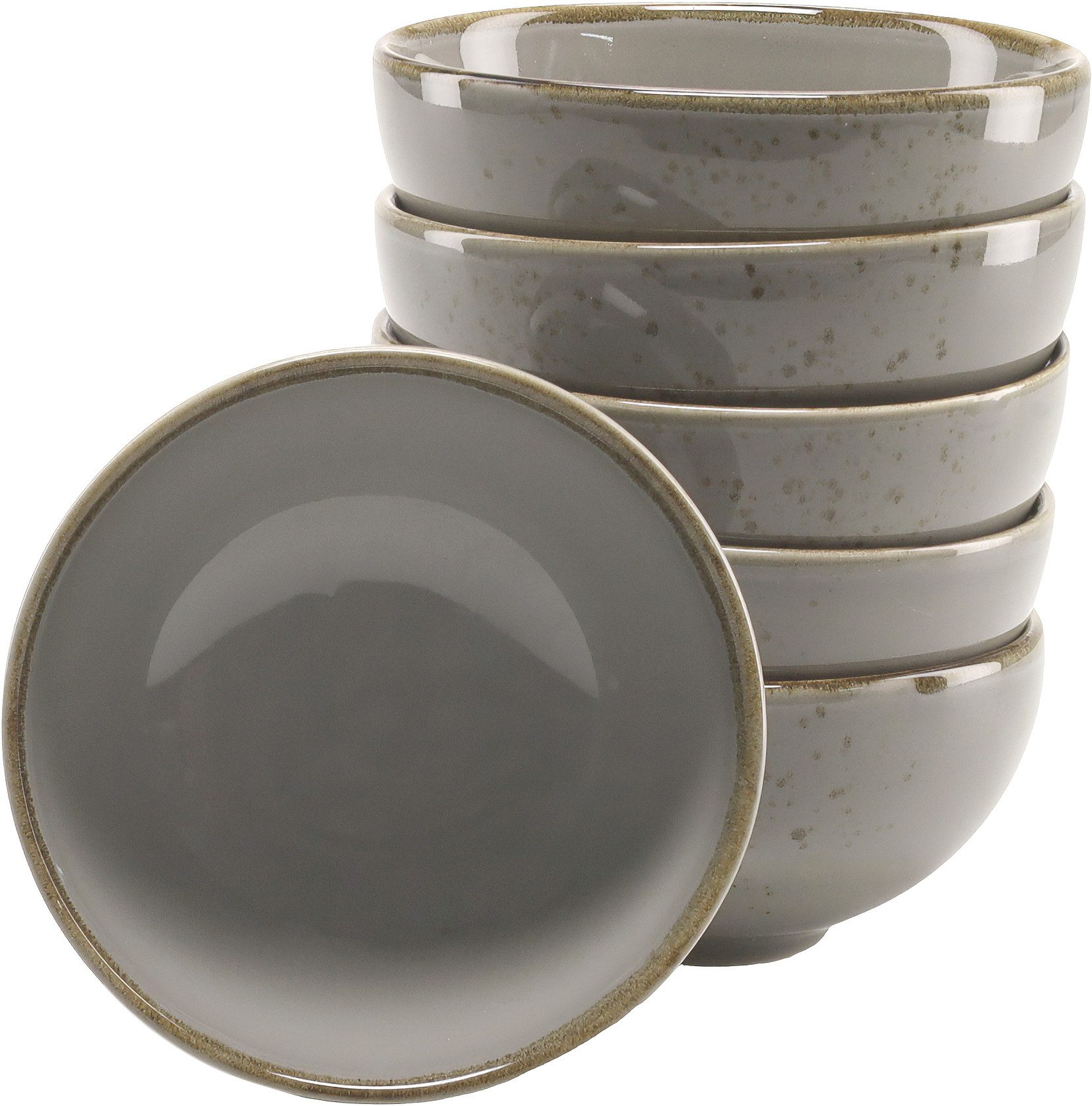 creaTable Dipschale NATURE COLLECTION, Steinzeug, (Set, 6-tlg), Snackschale, Ø 11,5 cm
