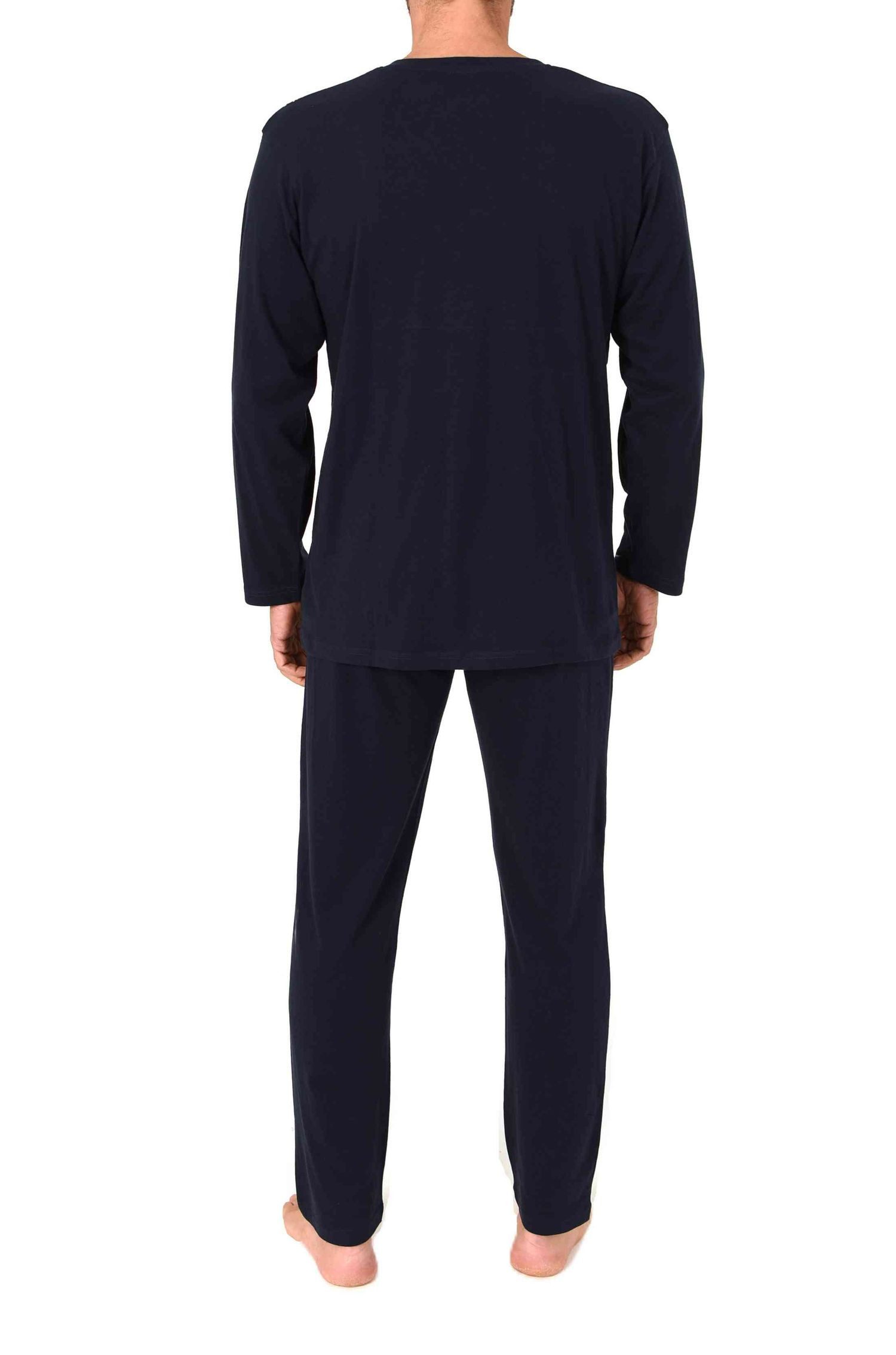 Normann Pyjama Normann Herren langarm Schlafanzug mit Frontprint in zeitloser Optik – Bild 3 von 4