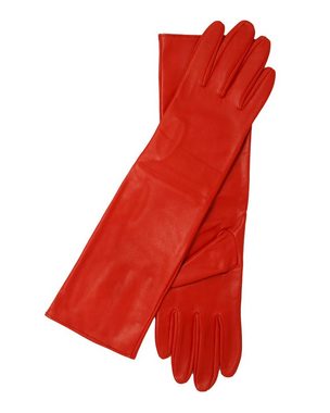VALAIZA Lederhandschuhe Lederhandschuhe Mittellang Rot ohne Innenfutter