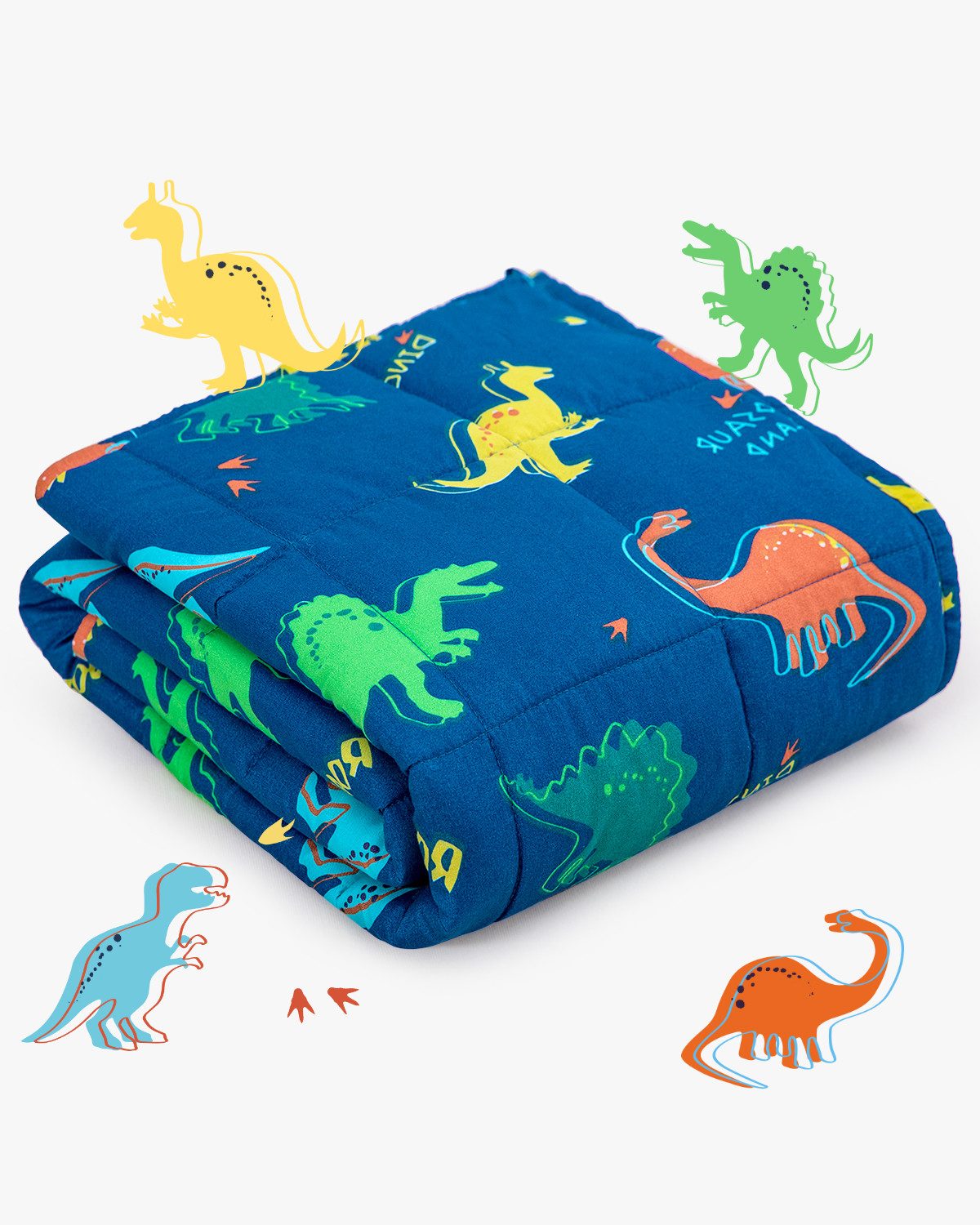 SiviO Gewichtsdecke Kinder Therapie-Bettdecke Weiche Kuschelige Bettdecke, für natürliche Erholung und Schlaf, 90x120cm,Blau Dinosaurier,2.3kg