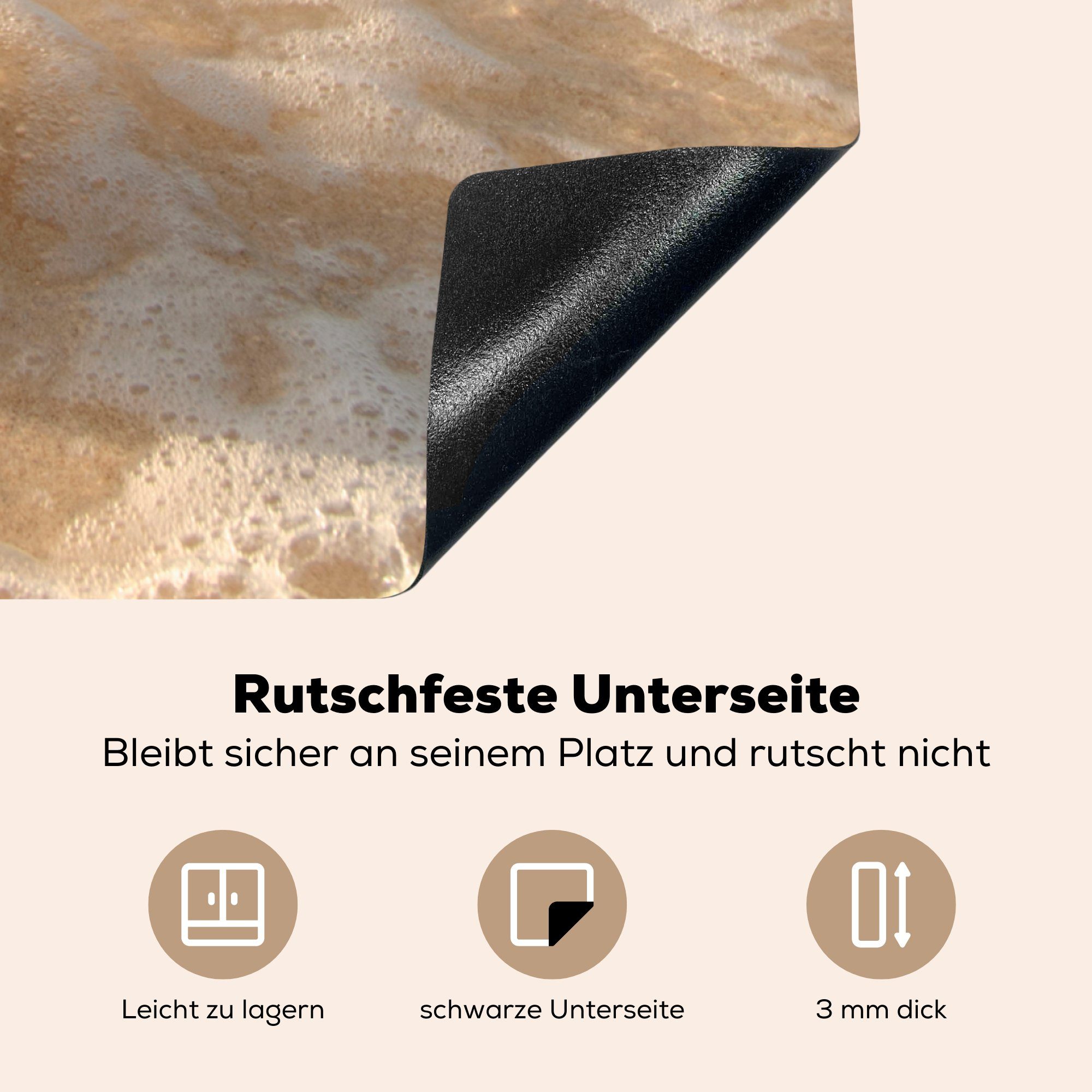 (1 küche 78x78 Arbeitsplatte MuchoWow Herdblende-/Abdeckplatte Ceranfeldabdeckung, tlg), Meer cm, Muschel - - für Himmel, Vinyl,