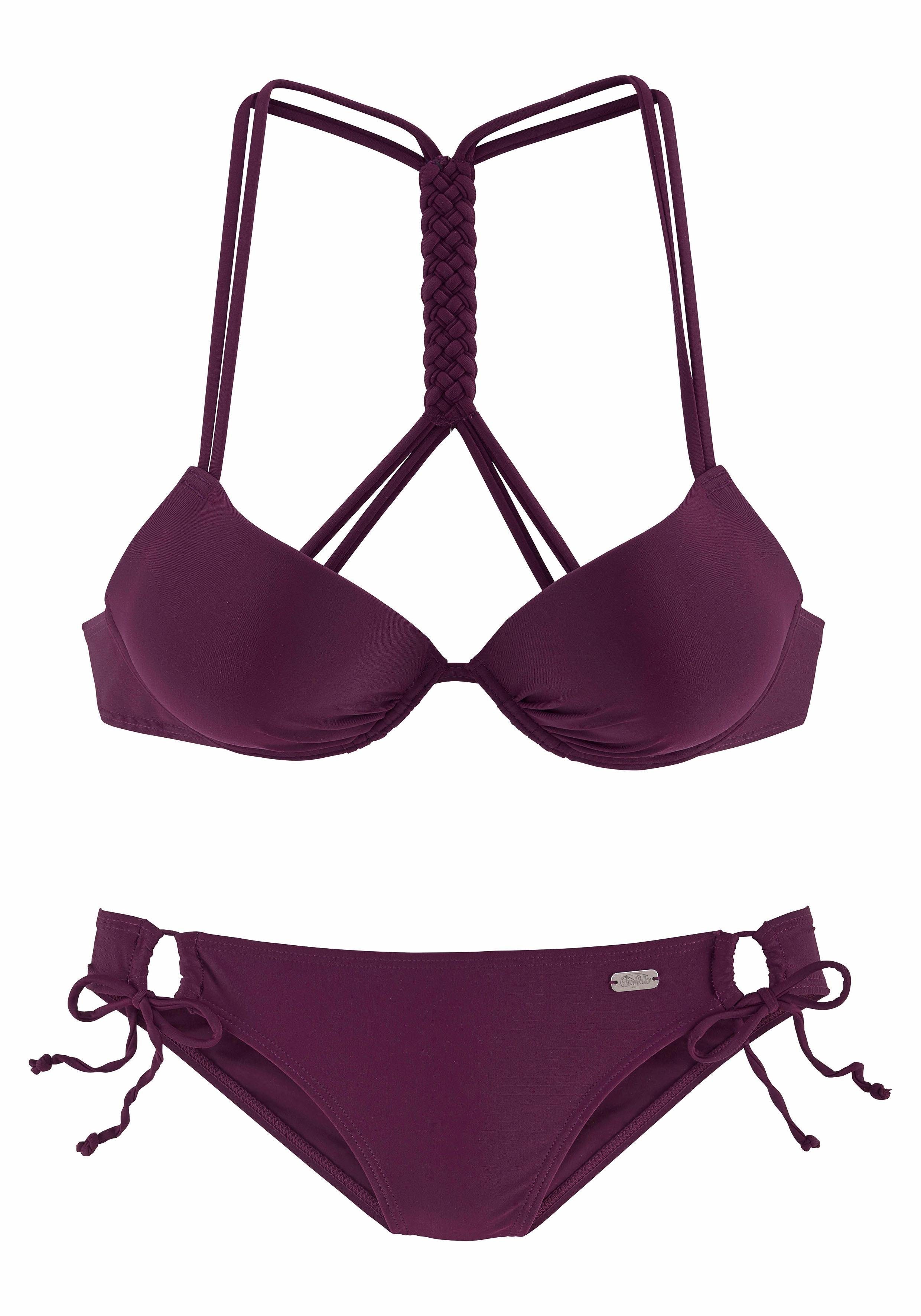 Rückendetail Buffalo bordeaux geflochtenem Push-Up-Bikini mit