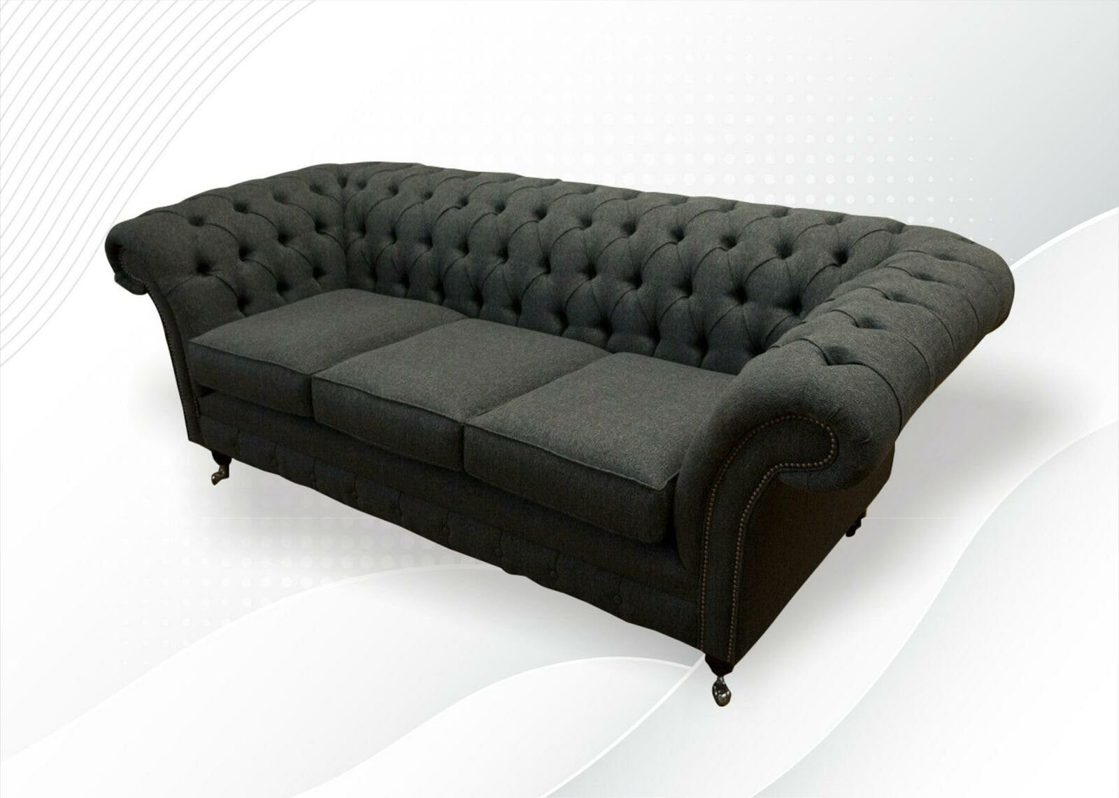 Grauer Chesterfield Luxus Chesterfield-Sofa Couch Europe Polstermöbel Made Neu, in 3-er JVmoebel Dreisitzer