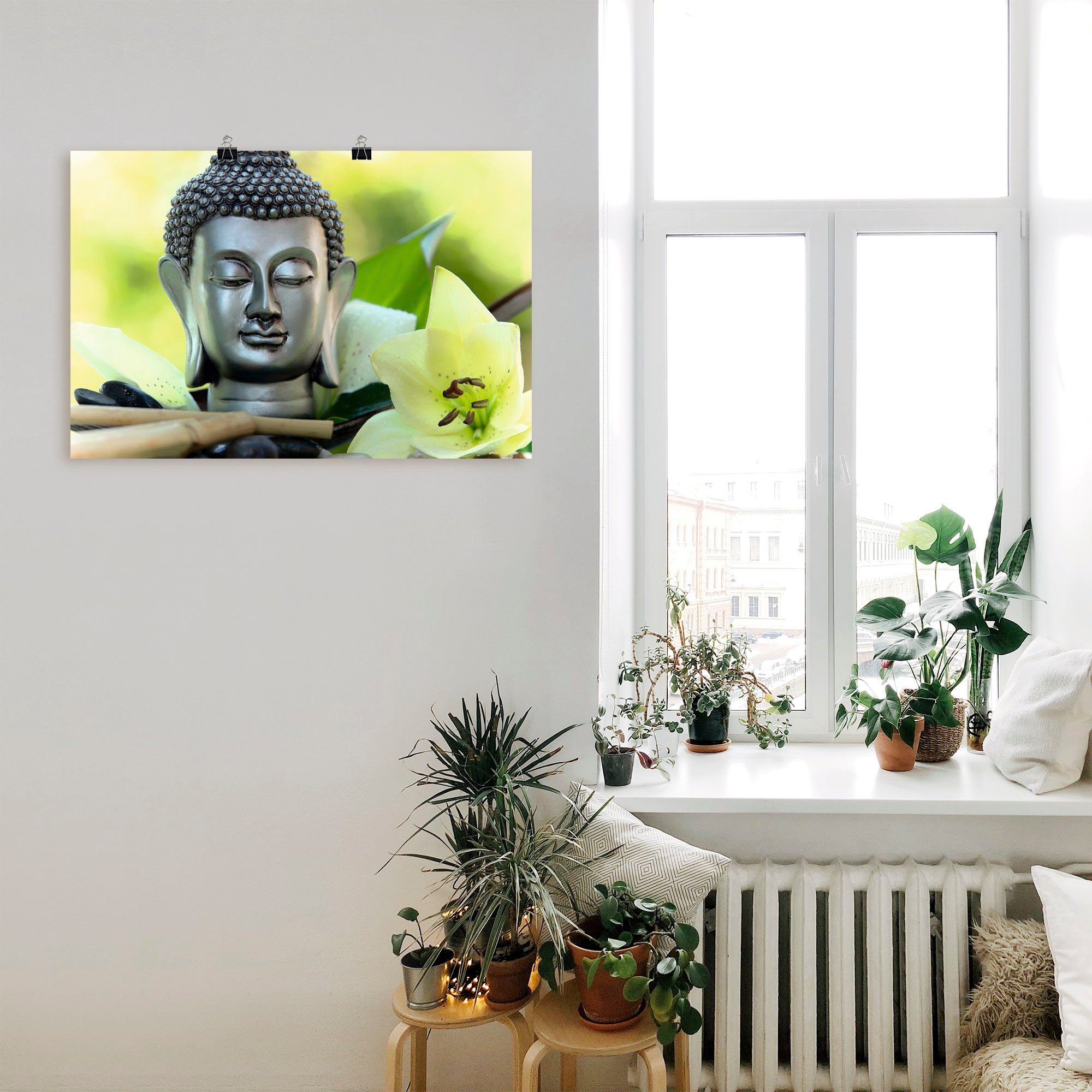 Artland Wandbild Entspannung Buddhismus Größen St), Alubild, oder in (1 Leinwandbild, mit als und Ruhe Wandaufkleber Poster Buddha, versch