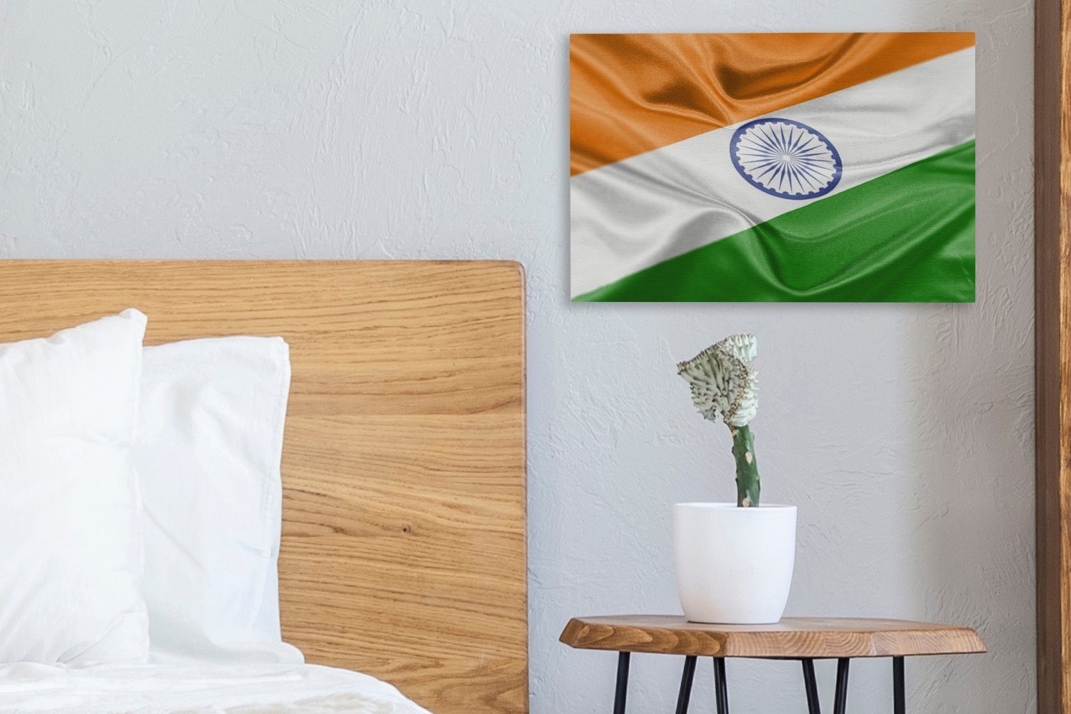 30x20 St), cm OneMillionCanvasses® Wandbild Leinwandbild Nahaufnahme Indien, Wanddeko, (1 Aufhängefertig, von Leinwandbilder, der Flagge