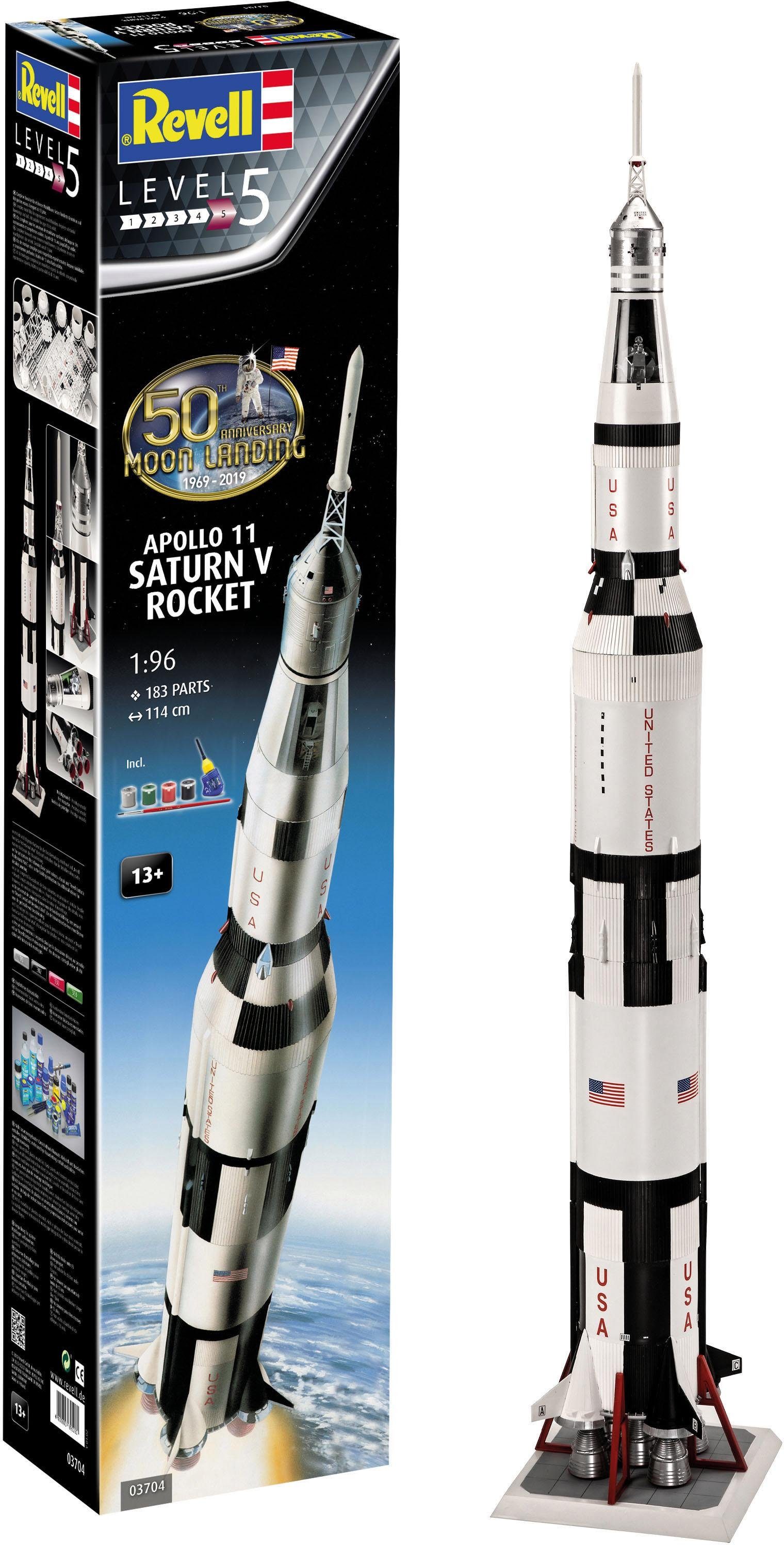 Revell® Modellbausatz Apollo 11 Saturn V Rocket, Maßstab 1:96, Jubiläumsset mit Basis-Zubehör; Made in Europe