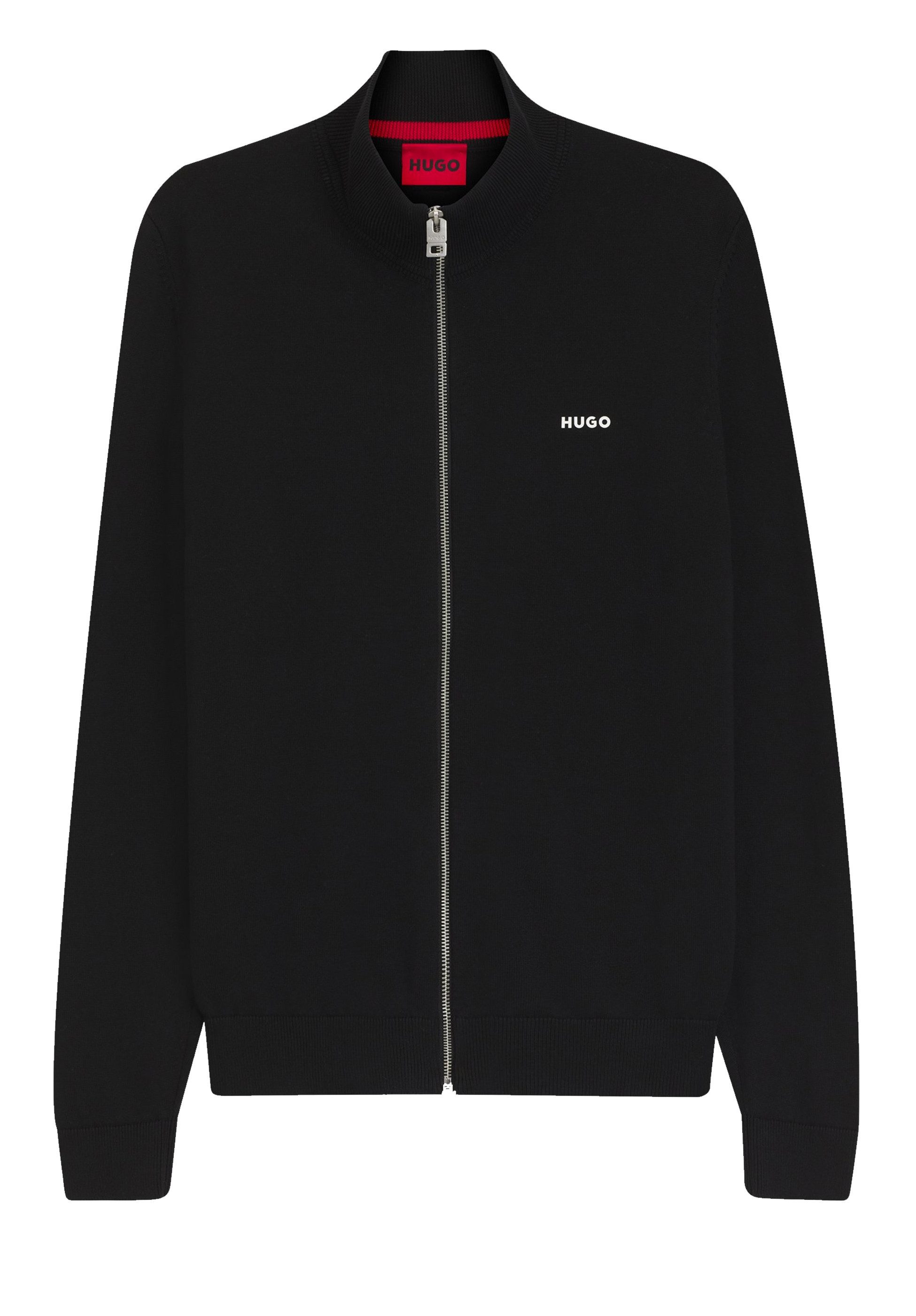 HUGO Strickjacke San Jacomo mit Logo-Detail (1-tlg)