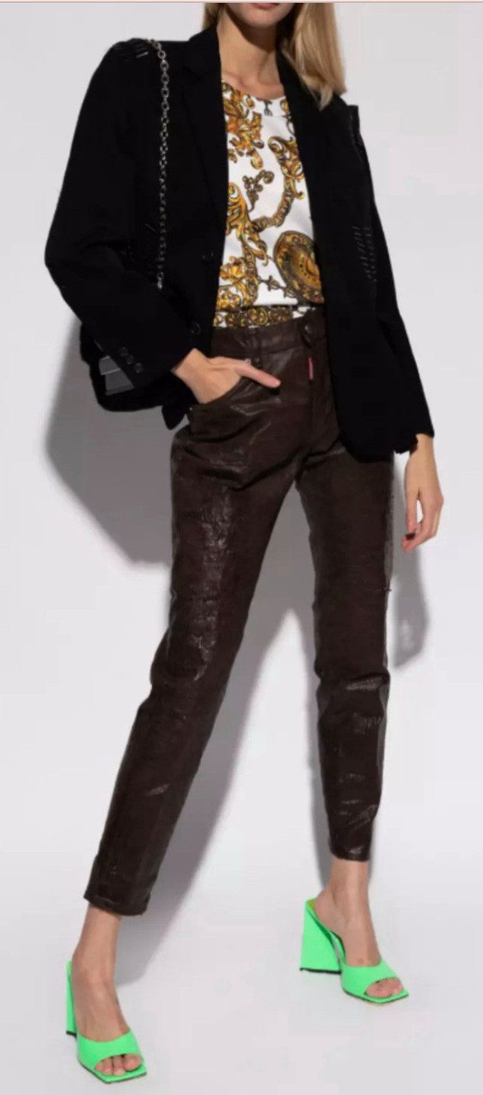 Versace Jeans Couture T-Shirt PATTERNED Barock Bluse goldfarbenen Knopfverschlüssen