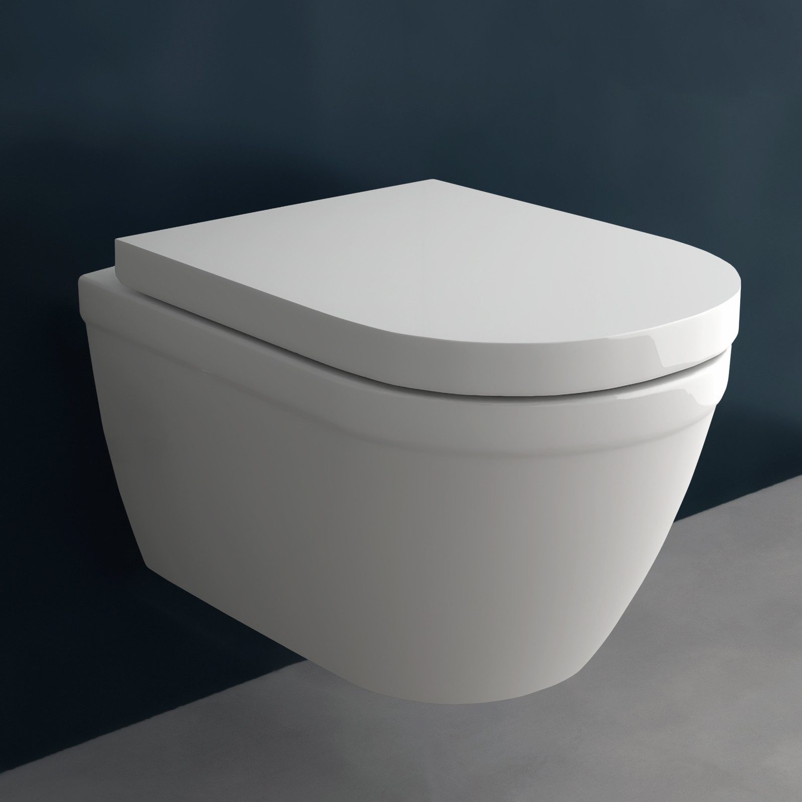 Alpenberger Tiefspül-WC Hänge WC Spülrandlos - Toilette mit WC Sitz mit Absenkautomatik D Form, Wandmontage, Abgang Waagerecht, Klo mit Soft Close Toilettendeckel, Wand WC ohne Spülrand mit Nano Beschichtung