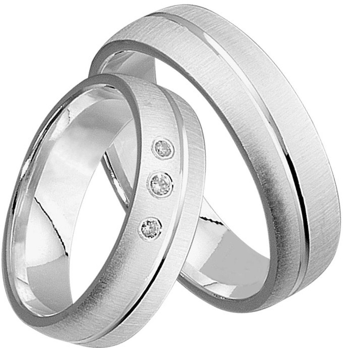 Trauringe123 Trauring Hochzeitsringe Verlobungsringe Trauringe J50 925, Diamant, Eheringe echten Partnerringe Silber mit