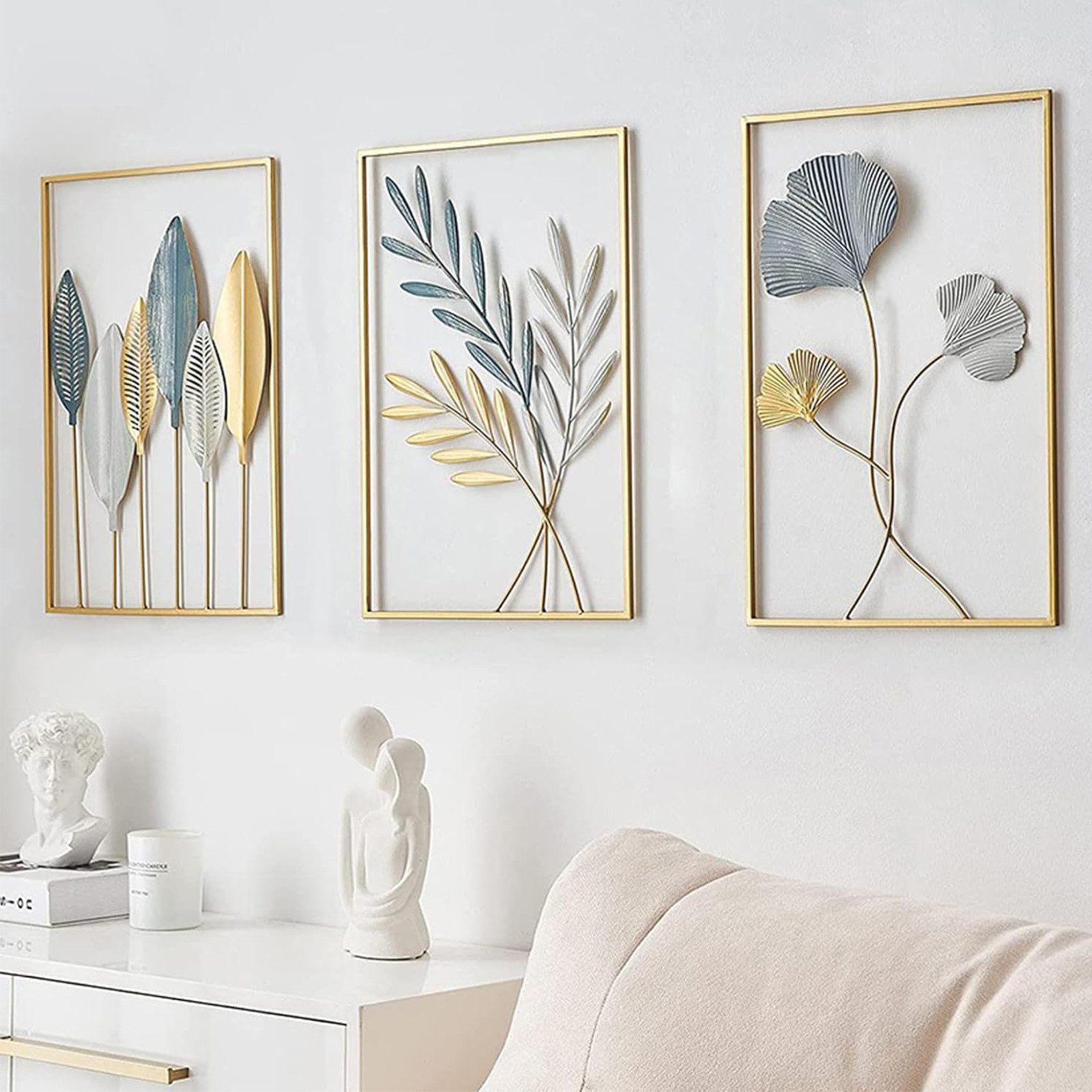 MODFU Wanddekoobjekt 3er Wandskulpturen 3D Wanddeko Gold Hängen Wandbild Me günstig online kaufen