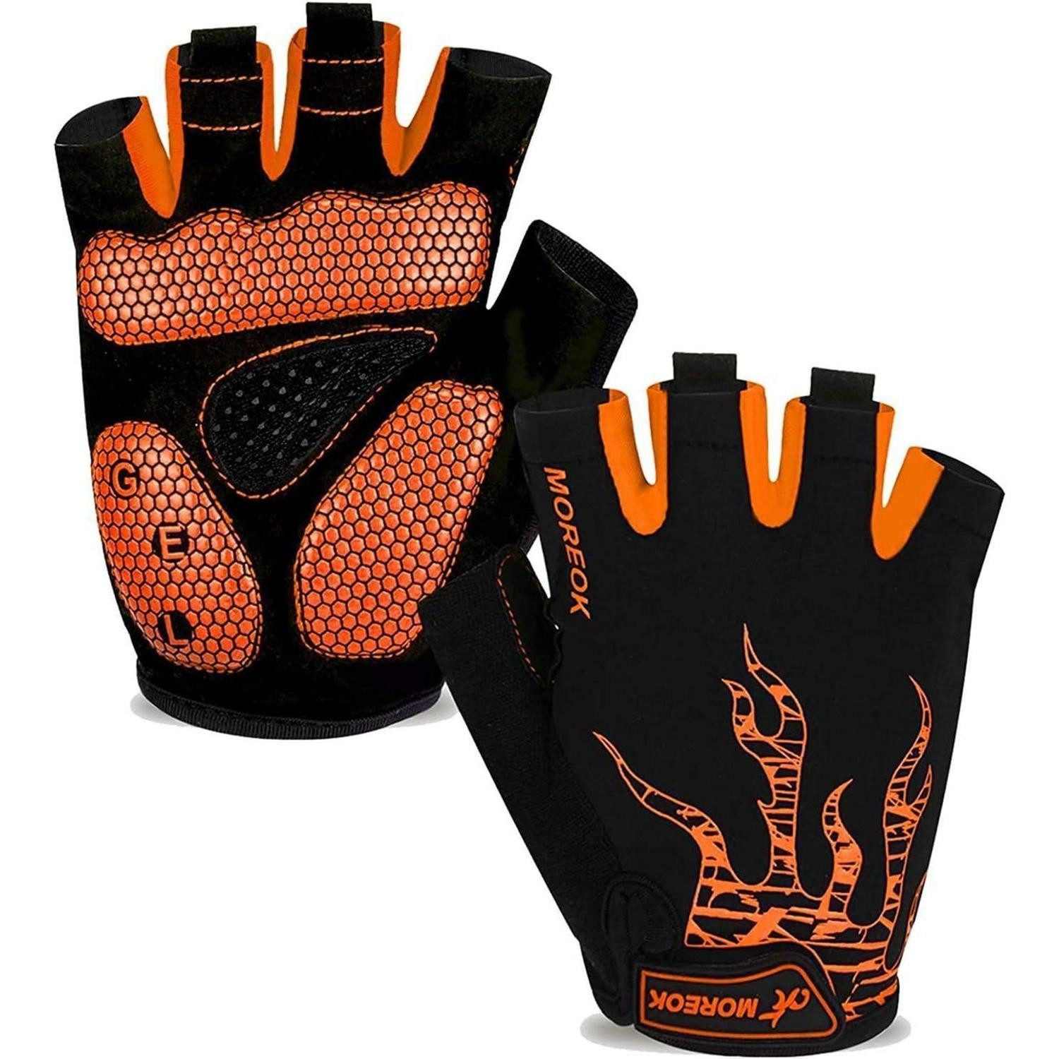 LuxusKollektion Fahrradhandschuhe Fahrradhandschuhe Halbfinger Unisex Gel 5MM Rutschfest MTB Orange L