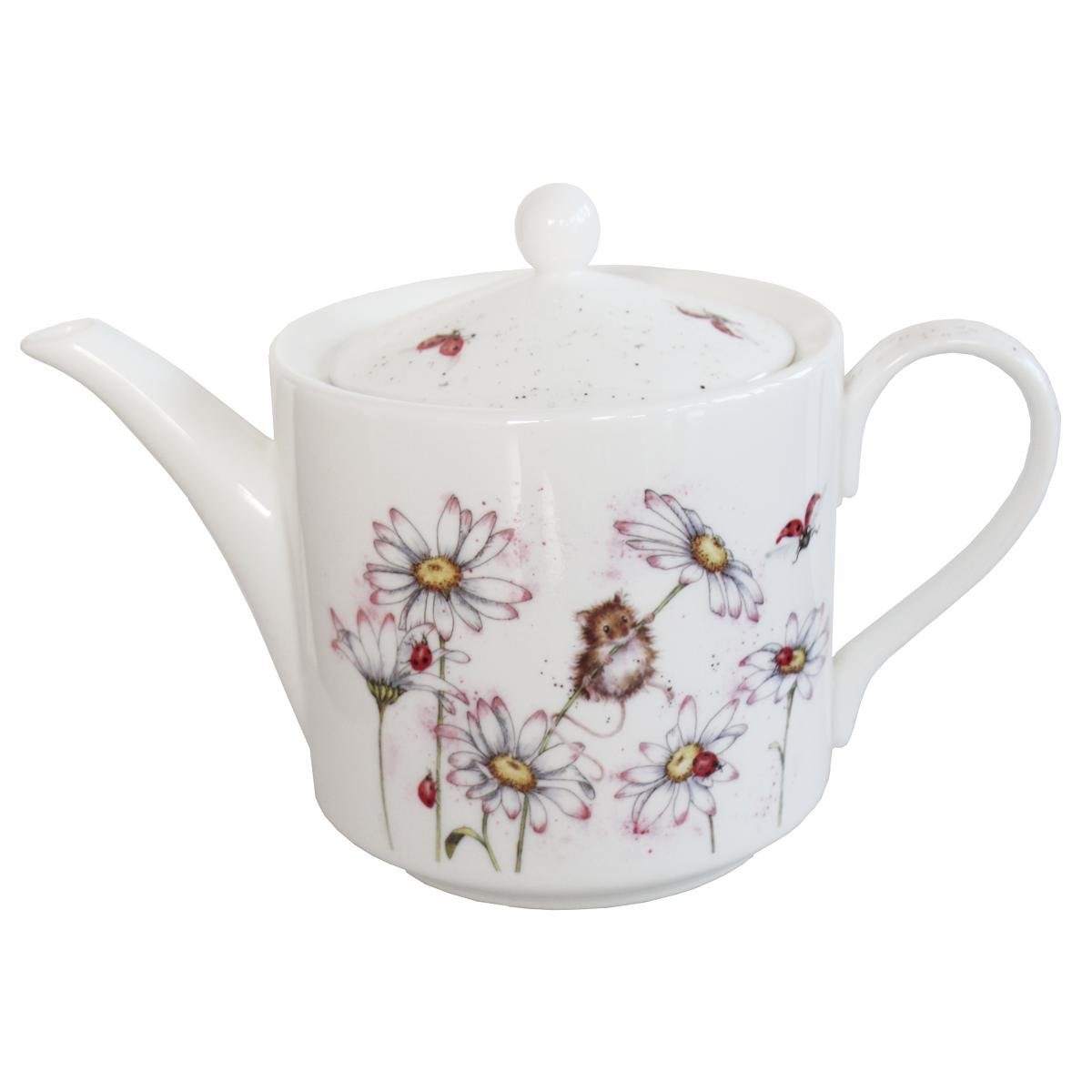 Wrendale Teekanne Wrendale Designs Porzellan Teekanne Sommerwiese, ca. 1,13 L, 1 l, (Stück, Teekanne)