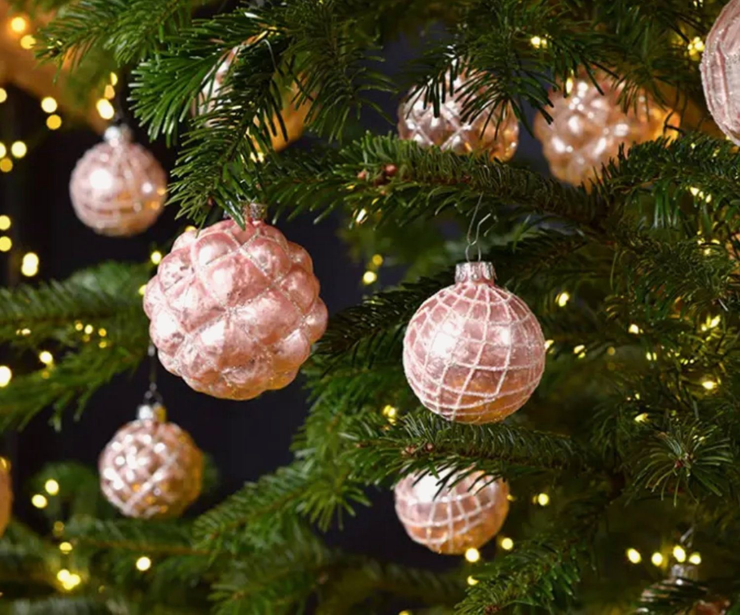 Taschen4life Weihnachtsbaumkugel Christbaumkugeln aus Glas im antik Landhaus Stil, 12 teiliges Set, 8x8x8cm, Advent und Weihnachten Deko rose