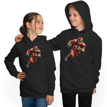 MyDesign24 Hoodie Kinder Kapuzen Sweatshirt - Football Spieler in Ölfarben Optik Kapuzensweater mit Aufdruck, i506