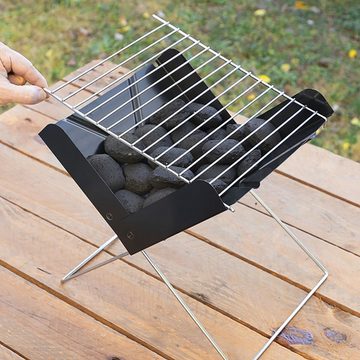 InnovaGoods Holzkohlegrill TRAGBARER KLAPPBARER MINI-HOLZKOHLEGRILL FOLDECUE